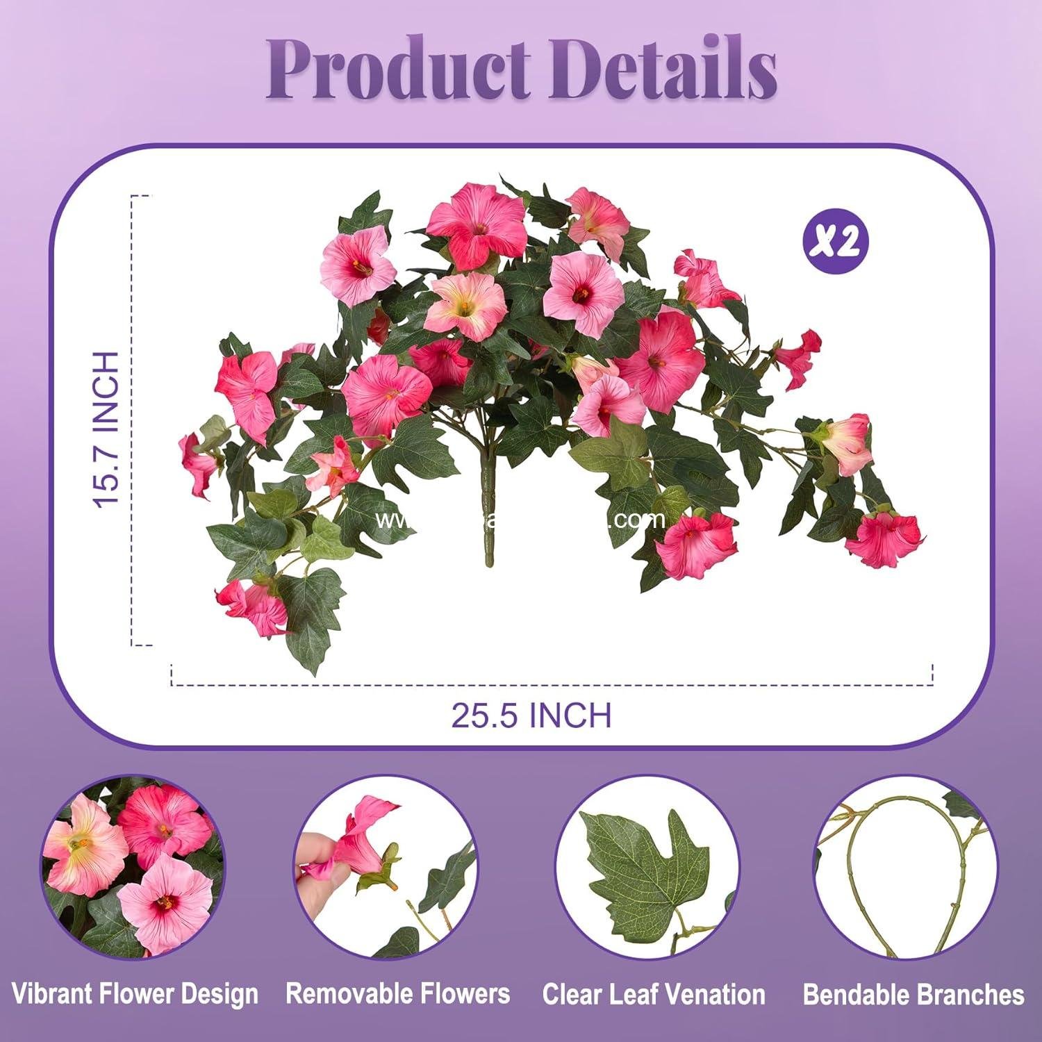 Wholesale 2PCS UV Resistant Faux Silk Petunia Flowers Double Pink Realistic Artificial Plants for Outdoor Garden Balcony Indoor Decor Supplier Wholesale 2PCS UV Resistant Faux Silk Petunia Flowers Double Pink Realistic Artificial Plants for Outdoor Garden Balcony Indoor Decor Supplier