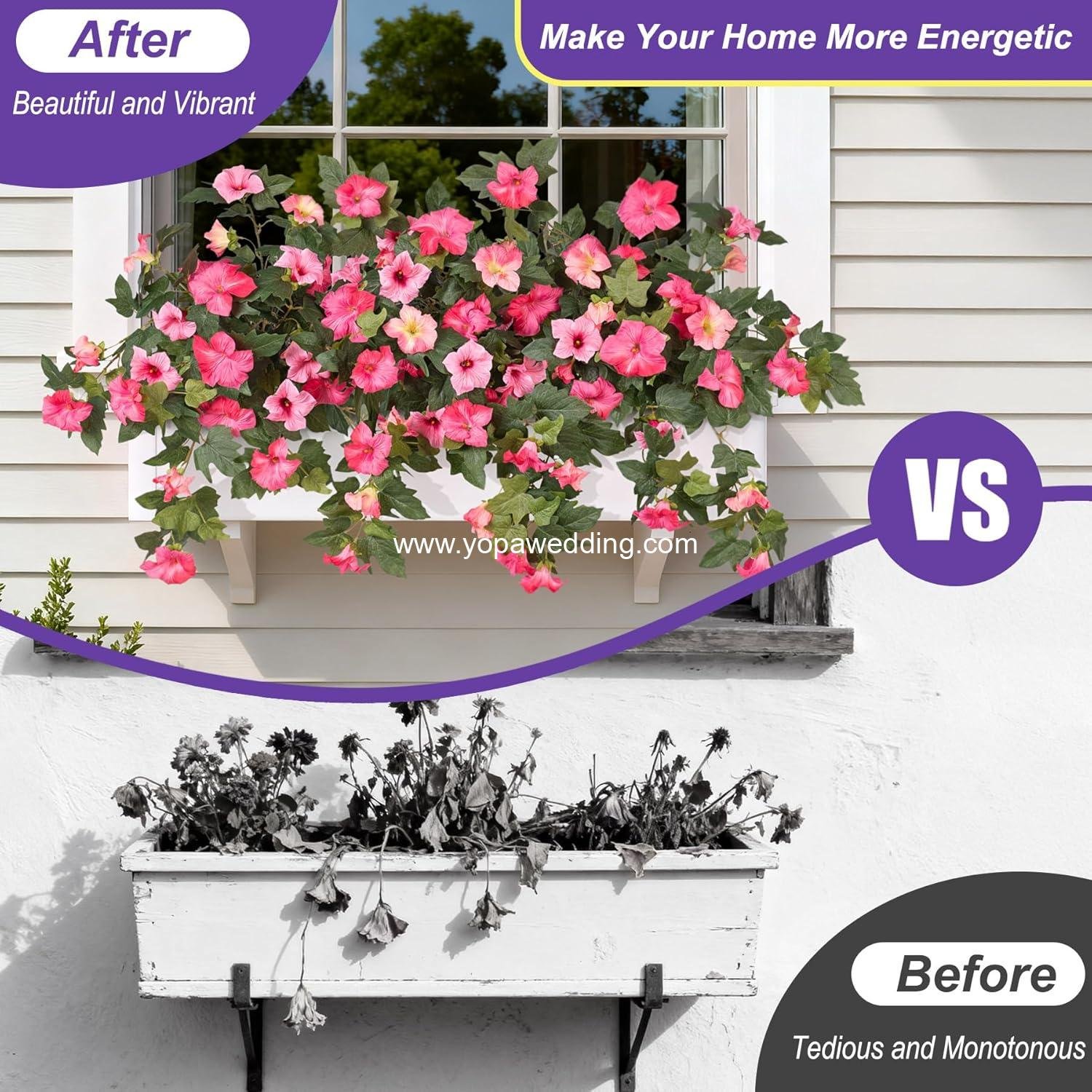 Wholesale 2PCS UV Resistant Faux Silk Petunia Flowers Double Pink Realistic Artificial Plants for Outdoor Garden Balcony Indoor Decor Supplier Wholesale 2PCS UV Resistant Faux Silk Petunia Flowers Double Pink Realistic Artificial Plants for Outdoor Garden Balcony Indoor Decor Supplier