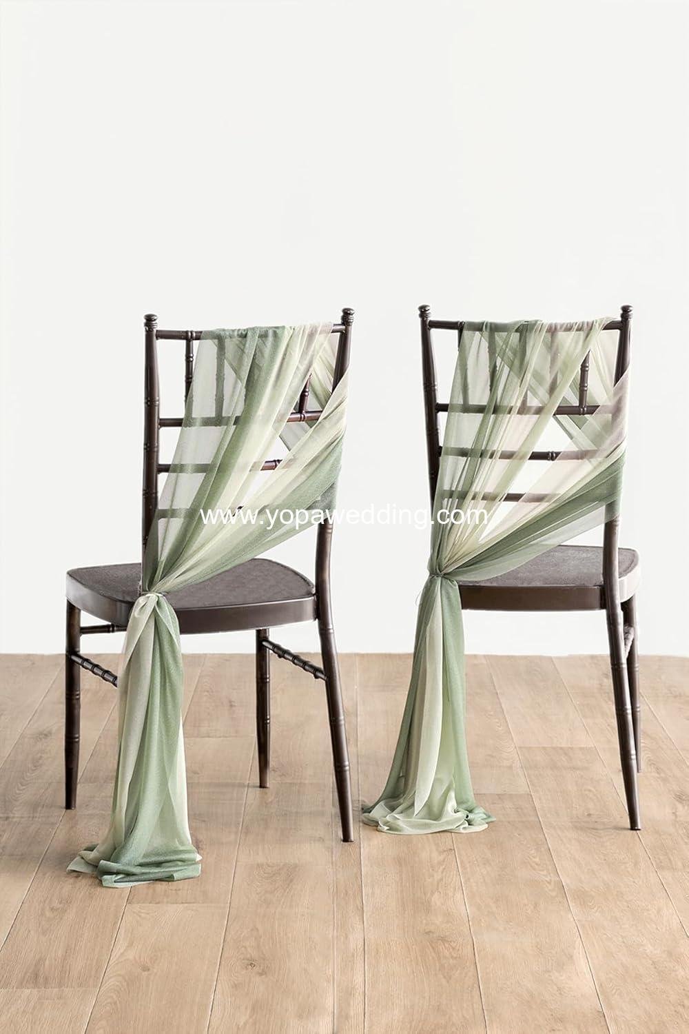 Wholesale Wedding Chair Sashes Covers Aisle Decorations Draping Wrinkle-Free Fabric with Ties 16 Pcs Sage Milky Green Party Ceremony Reception Banquet Outdoor Decor Supplier