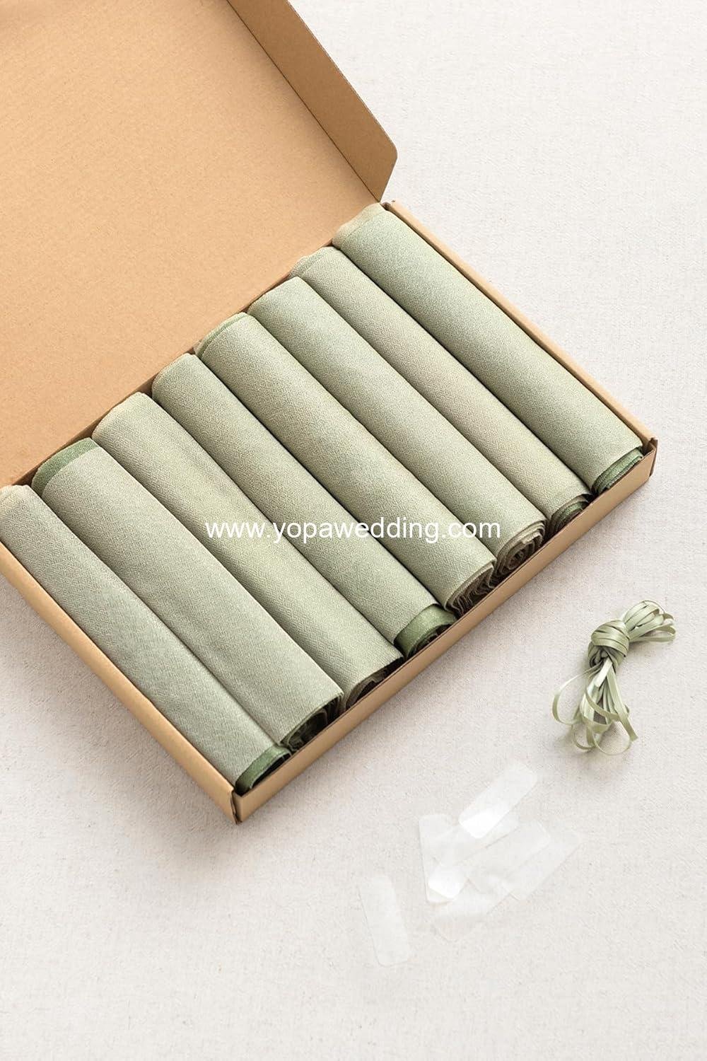 Wholesale Wedding Chair Sashes Covers Aisle Decorations Draping Wrinkle-Free Fabric with Ties 16 Pcs Sage Milky Green Party Ceremony Reception Banquet Outdoor Decor Supplier