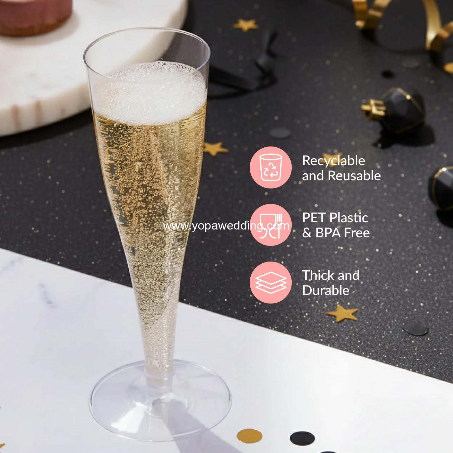 Wholesale Set of 24 Clear Plastic Champagne Flutes 4.5 oz Capacity Shatterproof Disposable Glasses for Weddings Cocktail Parties Outdoor Celebrations Supplier