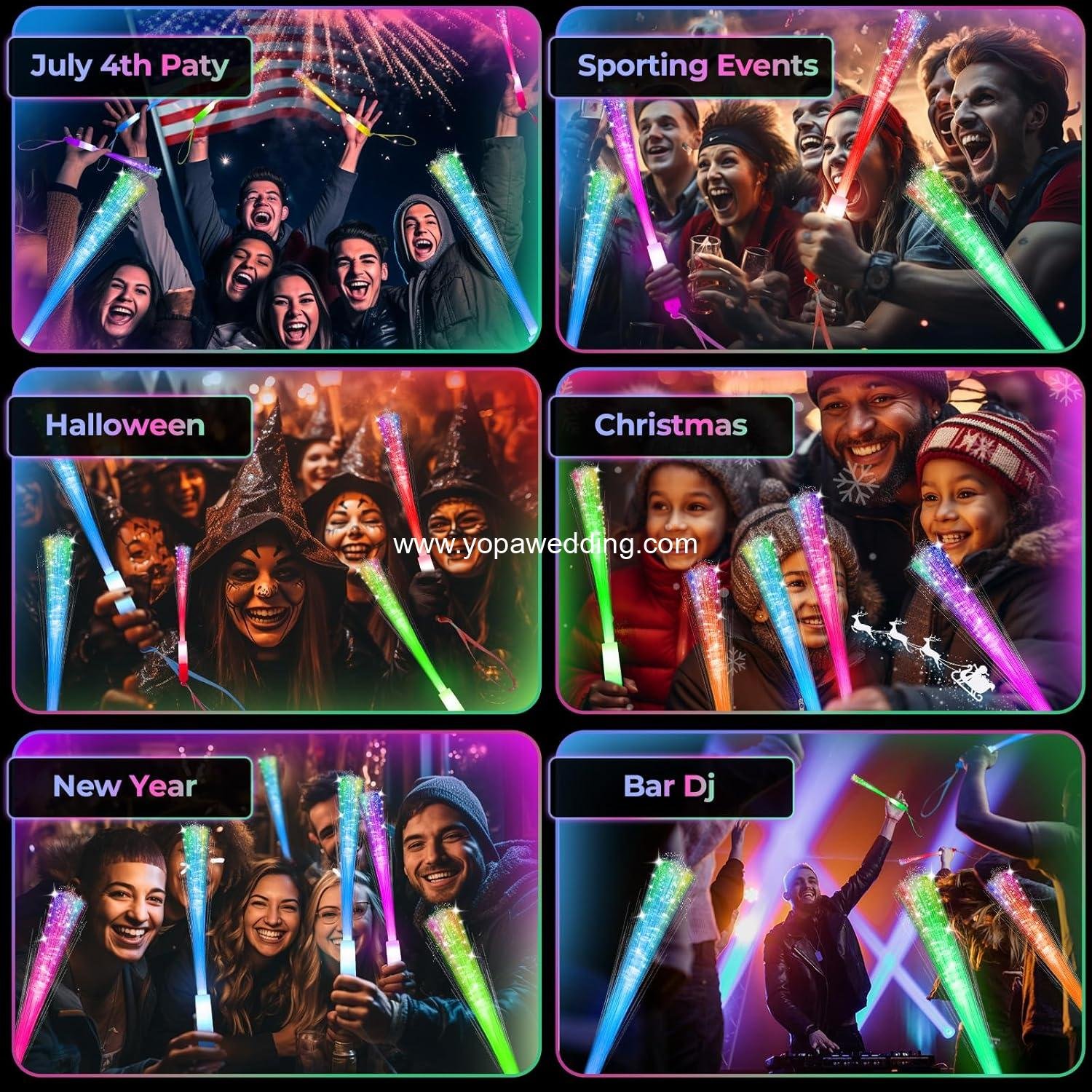 Wholesale 28 PCS Glow Fiber Optic LED Light Wands Sticks for Party Wedding Halloween New Year Supplier