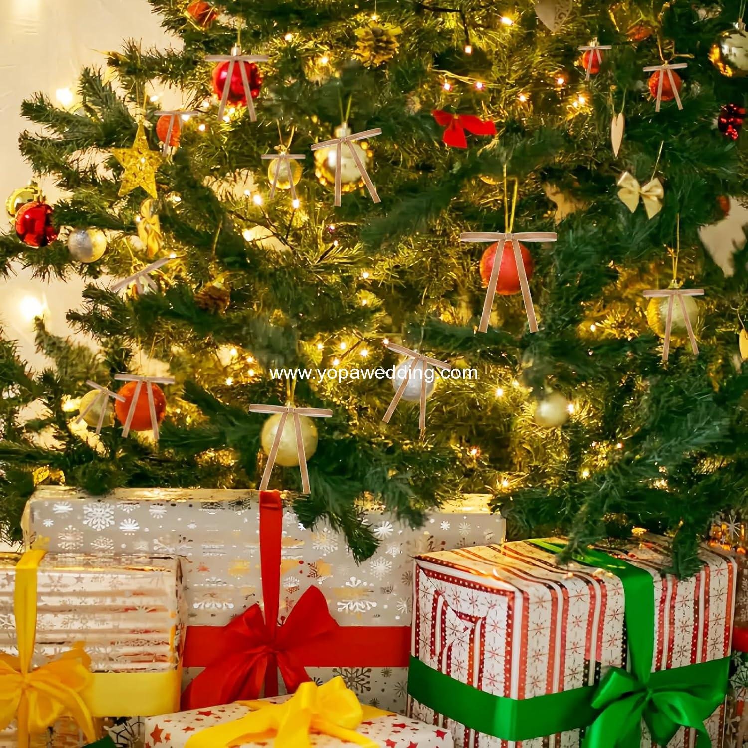 Wholesale Velvet Christmas Bows (24 Pack) Premium Wired Ribbon Bows for Tree Decor Wreaths Vintage Elegant Holiday Decorations Khaki Supplier