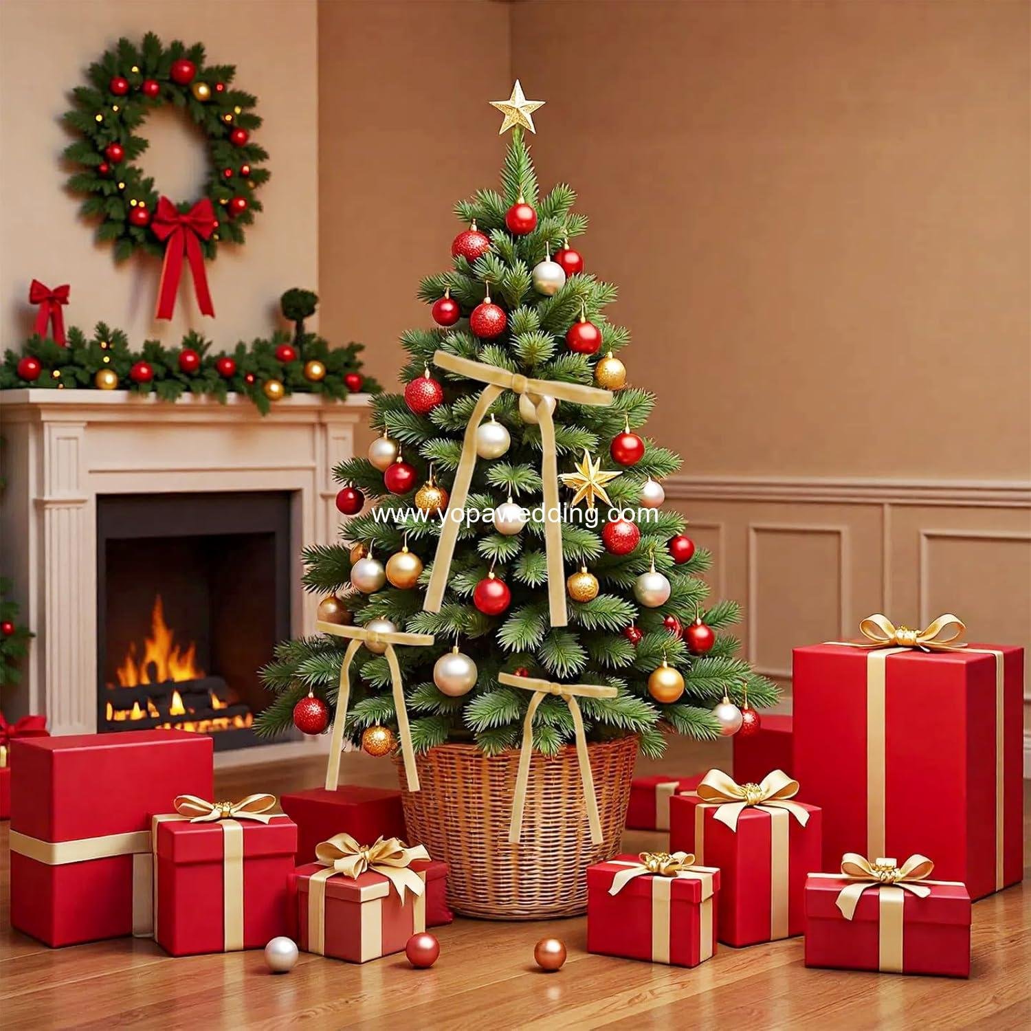 Wholesale Velvet Christmas Bows (24 Pack) Premium Wired Ribbon Bows for Tree Decor Wreaths Vintage Elegant Holiday Decorations Khaki Supplier