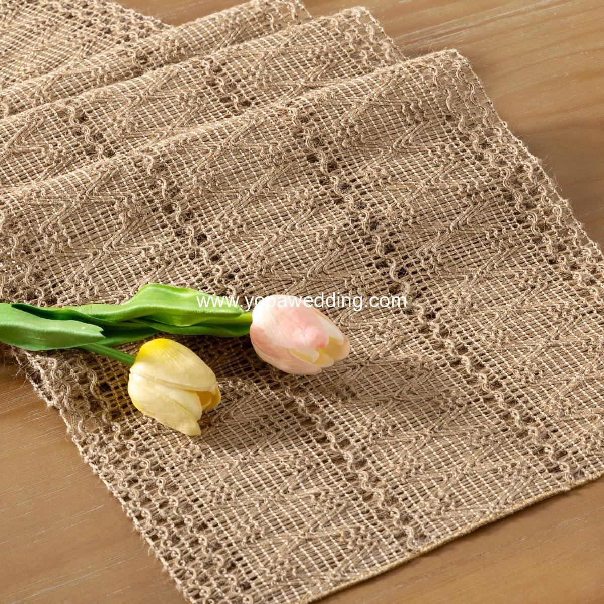 Socomi Boho Table Runner Valentine's Day Farmhouse Burlap Jute Bamboo Rustic Dining Kitchen Centerpiece Decor Small Macrame Woven Coffee Table Runner for Dresser Scarf Home Decor 12x72 inch