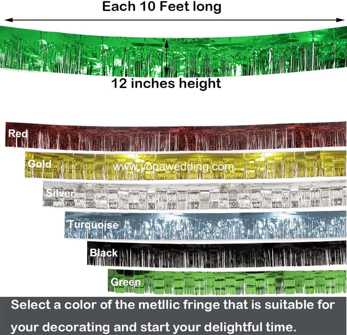 Wholesale 3 Pack Total 30 Feet Green Foil Fringe Garland Metallic Tassel Streamers Wall Hanging Drapes Skirting Decorations for Parade Float Trailer Mardi Gras Birthday St. Patrick's Day Supplier