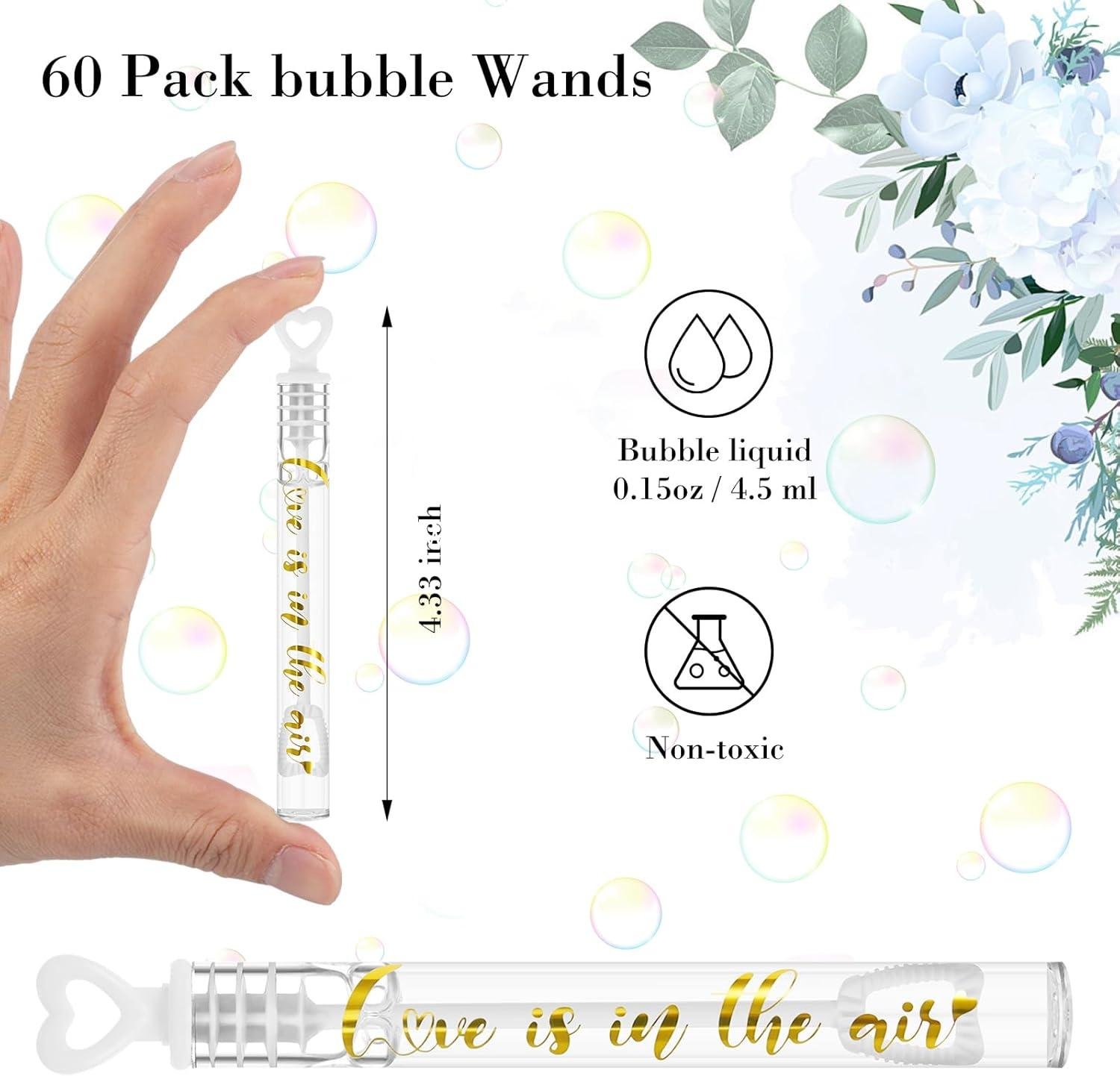 Wholesale 60 Count Bulk Heart Mini Bubble Wands Wedding Send Off Guests Party Supplies Valentine Celebration Supplier