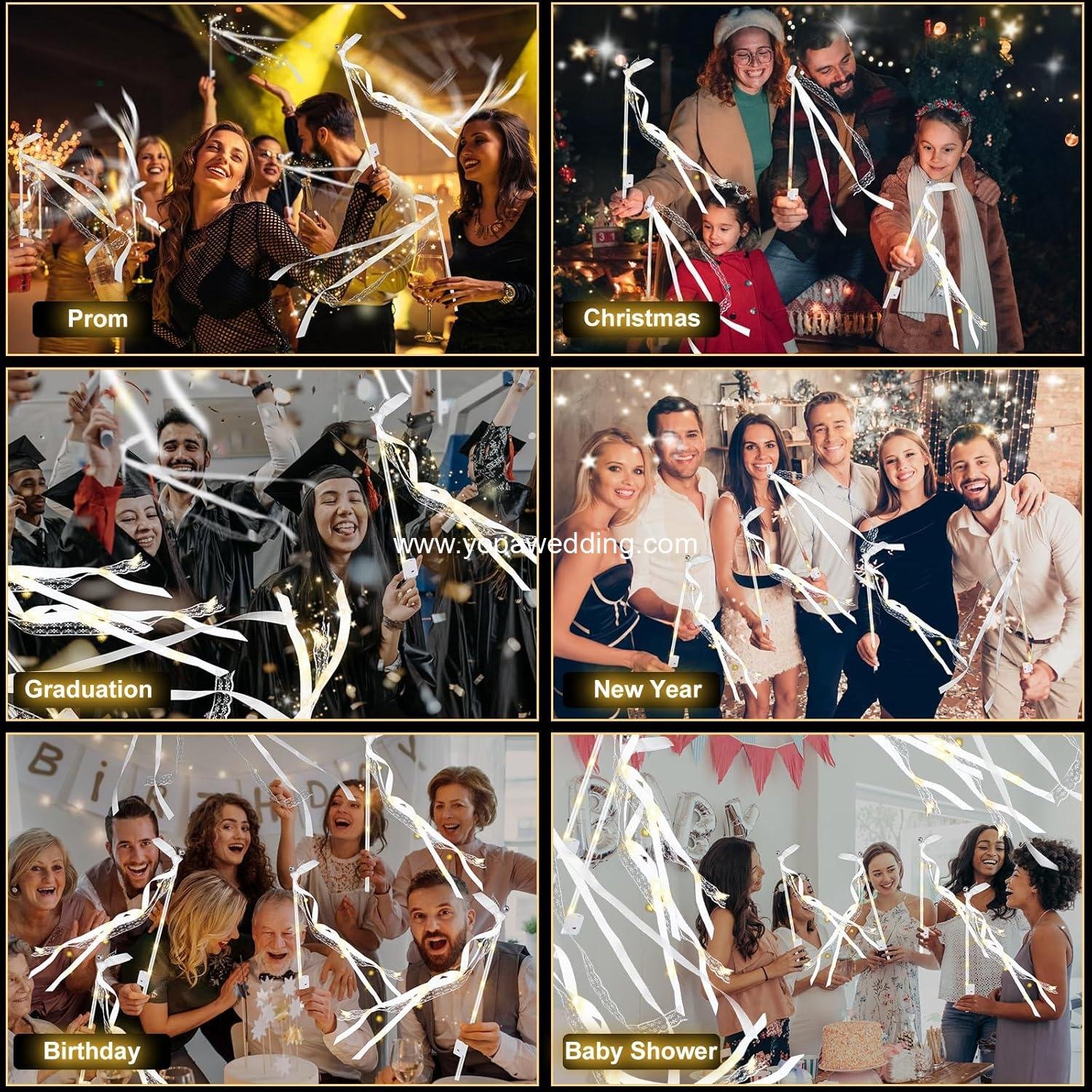 Wholesale 100PCS LED Light Up Fairy Wands with 3 Colorful Flashing Modes Silk Streamers Bells for Wedding New Year Thanksgiving Concert Supplier Wholesale 100PCS LED Light Up Fairy Wands with 3 Colorful Flashing Modes Silk Streamers Bells for Wedding New Year Thanksgiving Concert Supplier