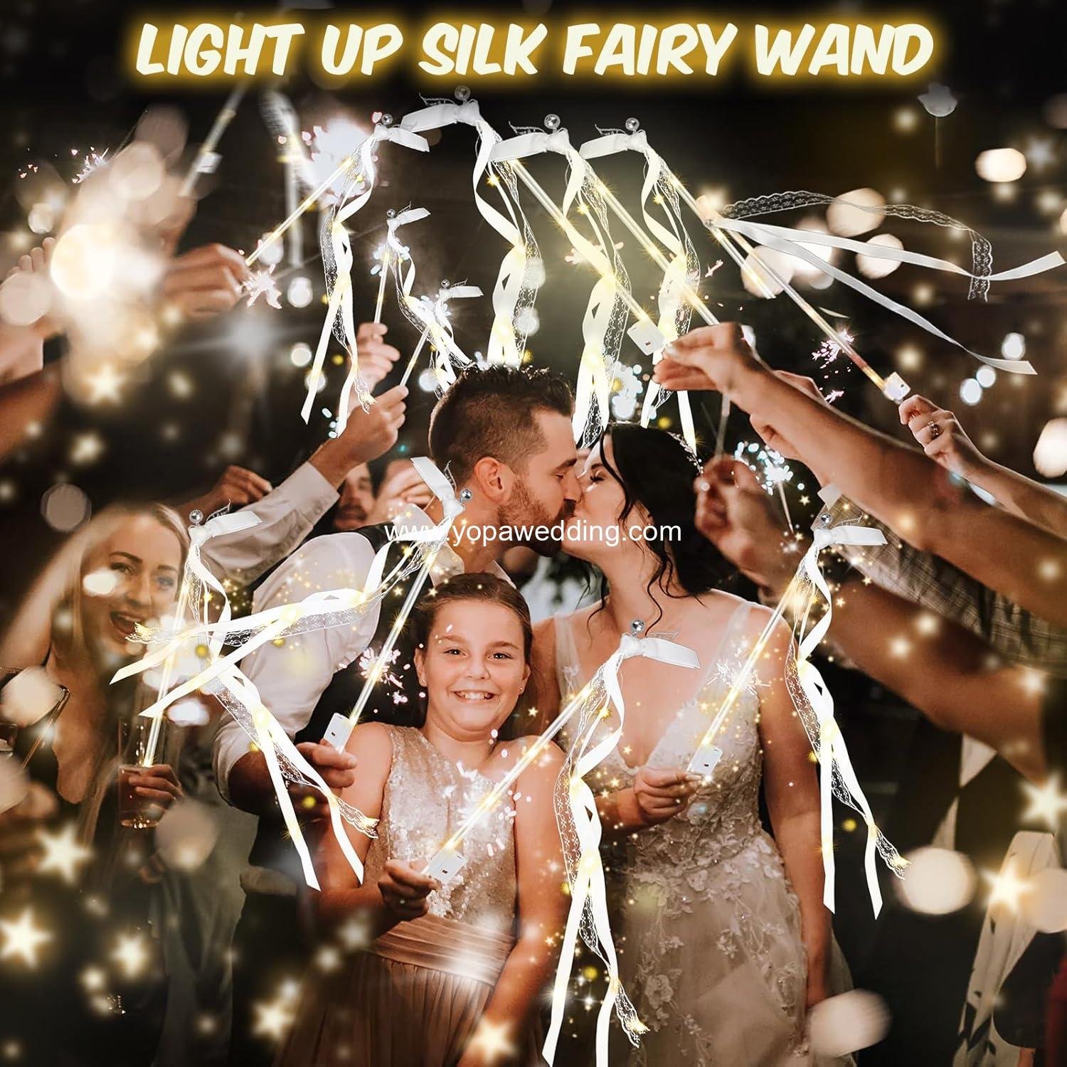Wholesale 100PCS LED Light Up Fairy Wands with 3 Colorful Flashing Modes Silk Streamers Bells for Wedding New Year Thanksgiving Concert Supplier Wholesale 100PCS LED Light Up Fairy Wands with 3 Colorful Flashing Modes Silk Streamers Bells for Wedding New Year Thanksgiving Concert Supplier