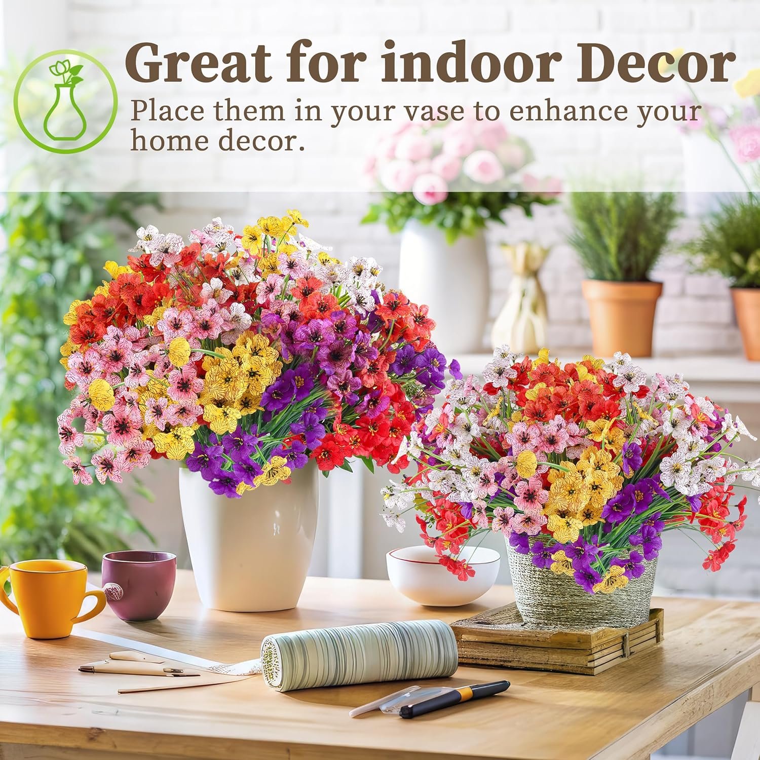 Wholesale 24 Bundles Artificial Flowers Indoor Outdoor Fake Plants Garden Porch Window Box Home Wedding Farmhouse 8 Colors Supplier Wholesale 24 Bundles Artificial Flowers Indoor Outdoor Fake Plants Garden Porch Window Box Home Wedding Farmhouse 8 Colors Supplier