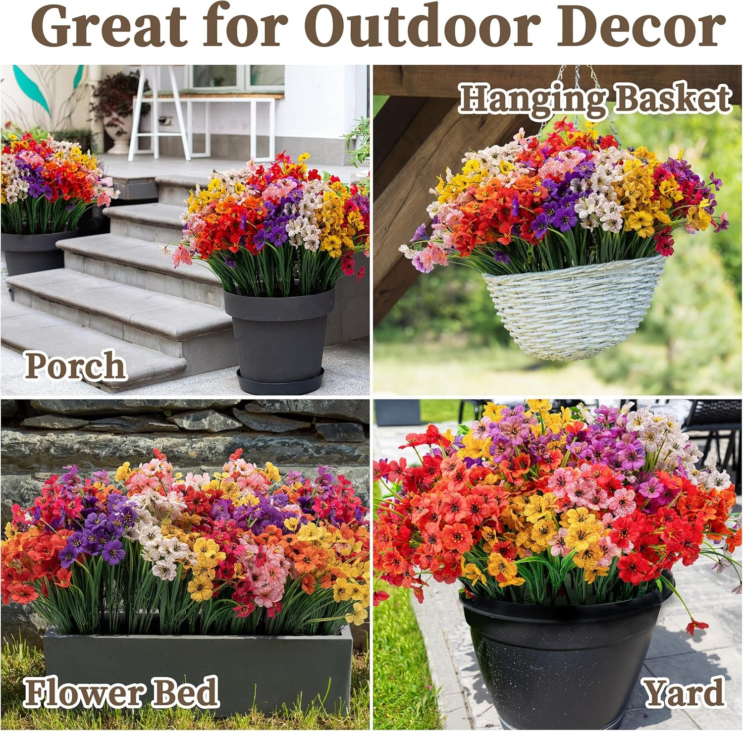 Wholesale 24 Bundles Artificial Flowers Indoor Outdoor Fake Plants Garden Porch Window Box Home Wedding Farmhouse 8 Colors Supplier Wholesale 24 Bundles Artificial Flowers Indoor Outdoor Fake Plants Garden Porch Window Box Home Wedding Farmhouse 8 Colors Supplier