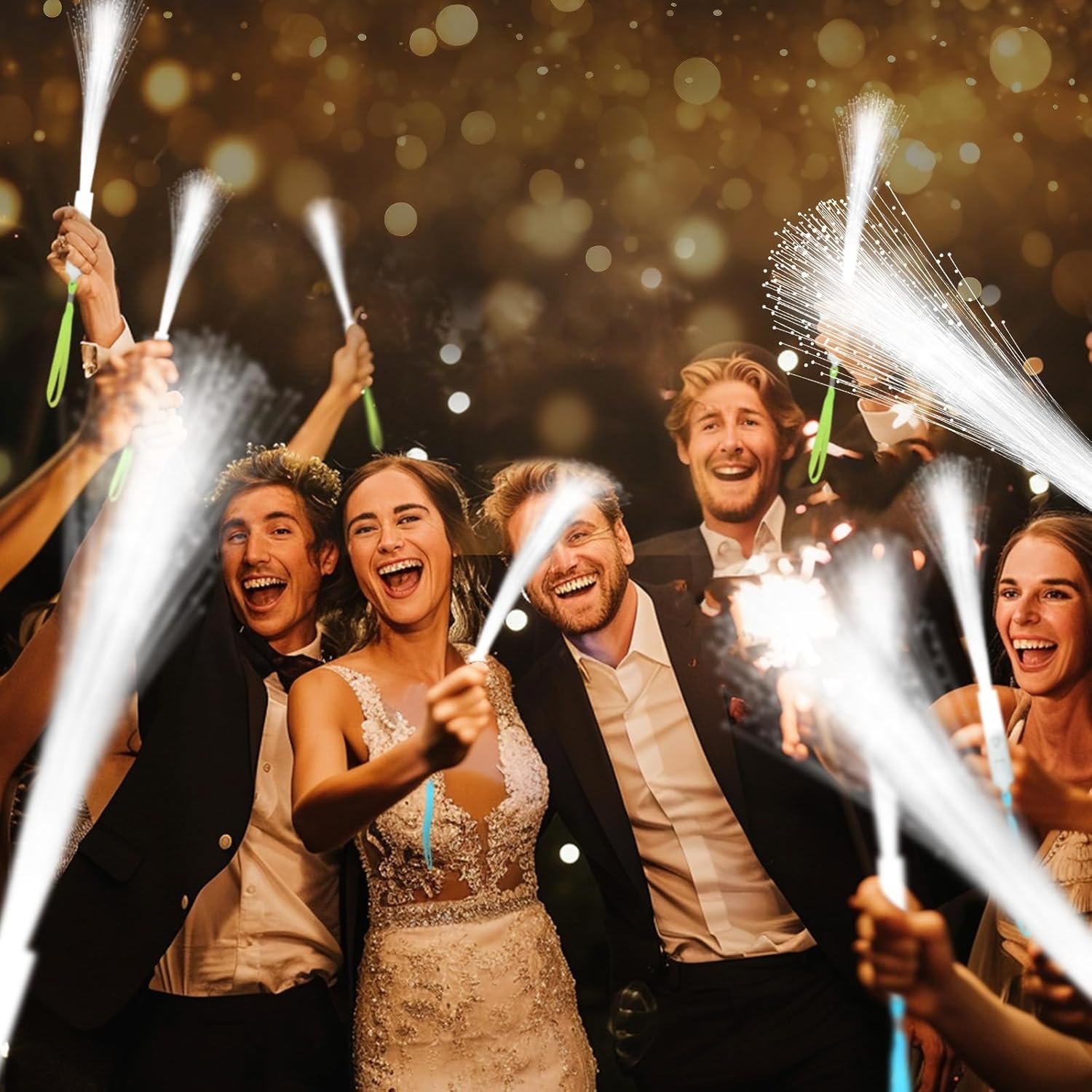 Wholesale 48 PCS White LED Fiber Optic Glow Wands for Neon Wedding Party Favors Supplier