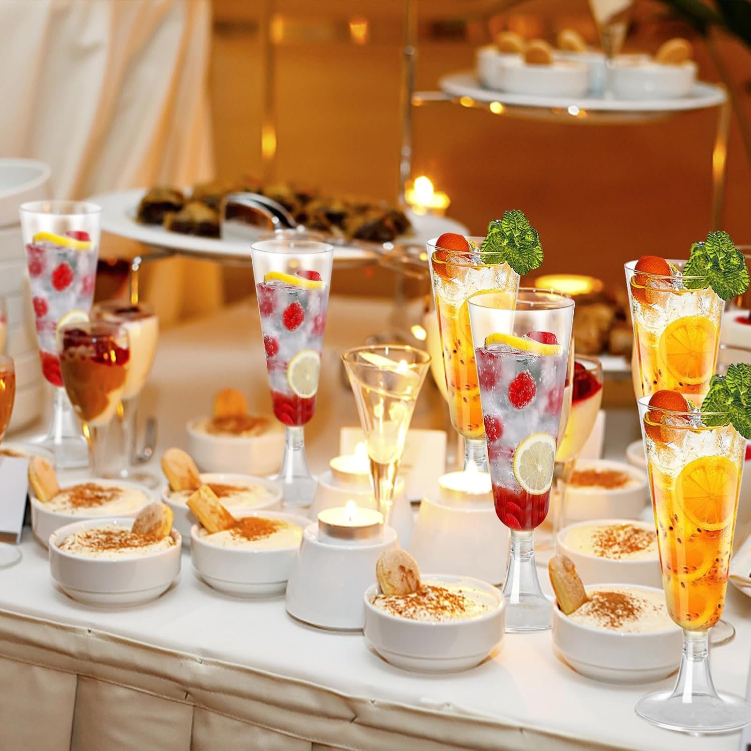 Wholesale 40 Pack 5oz Clear Plastic Disposable Champagne Flutes Mimosa Glasses Cocktail Cups Bulk Wedding Party Supplies Supplier