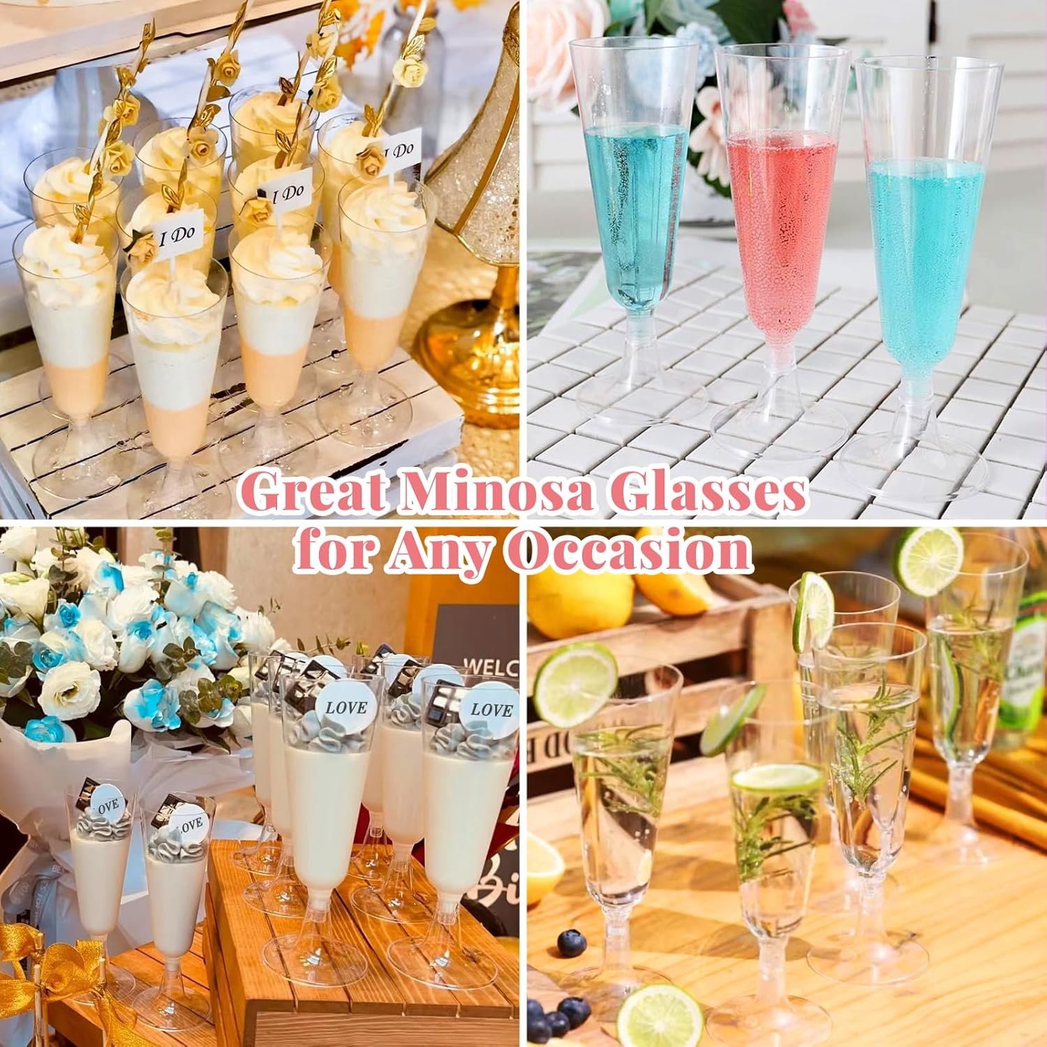 Wholesale 40 Pack 5oz Clear Plastic Disposable Champagne Flutes Mimosa Glasses Cocktail Cups Bulk Wedding Party Supplies Supplier
