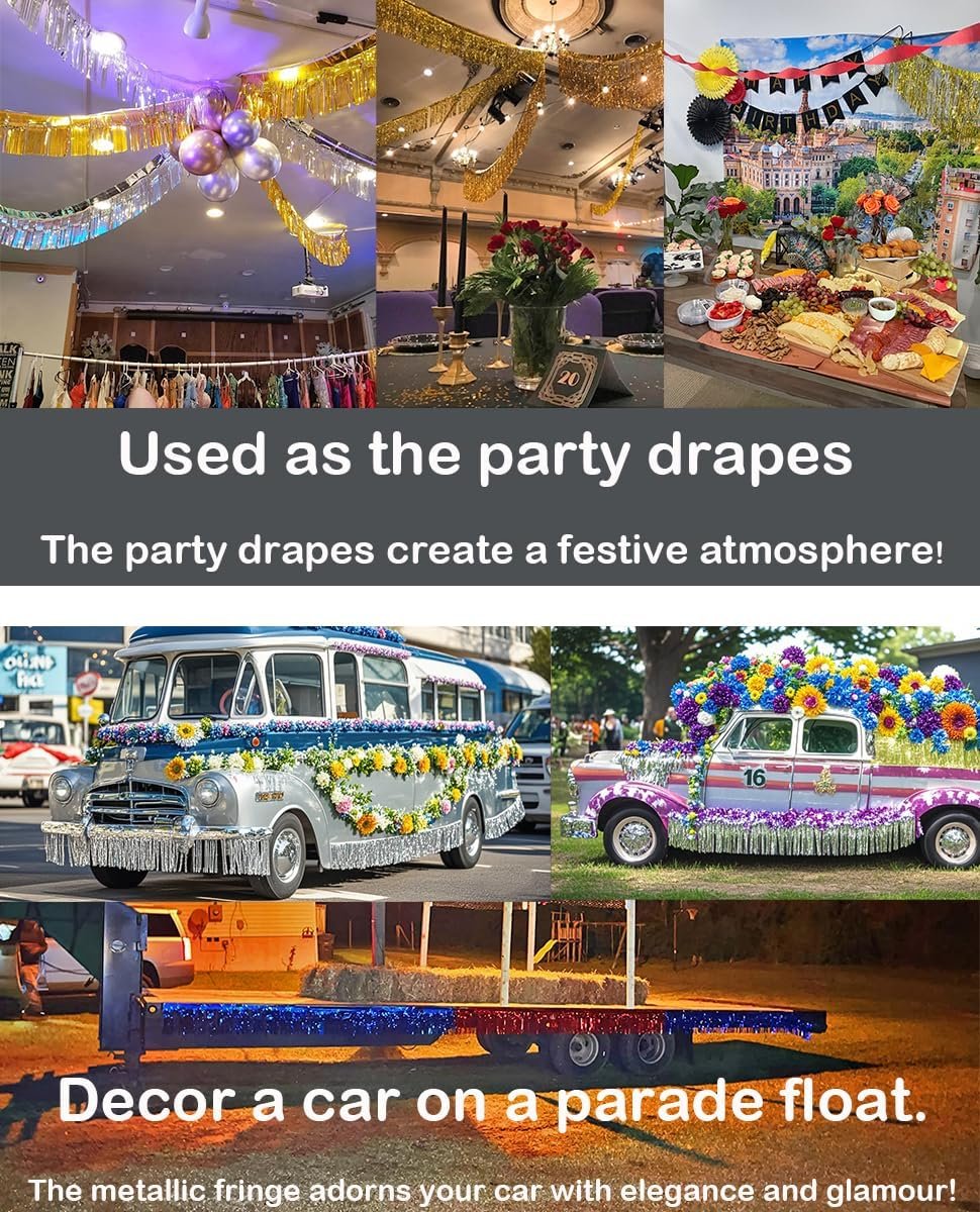 Wholesale 3 Pack 30 Feet Foil Fringe Tassel Garland Metallic Streamers Wall Drapes for Parade Mardi Gras Wedding Parties Red Supplier