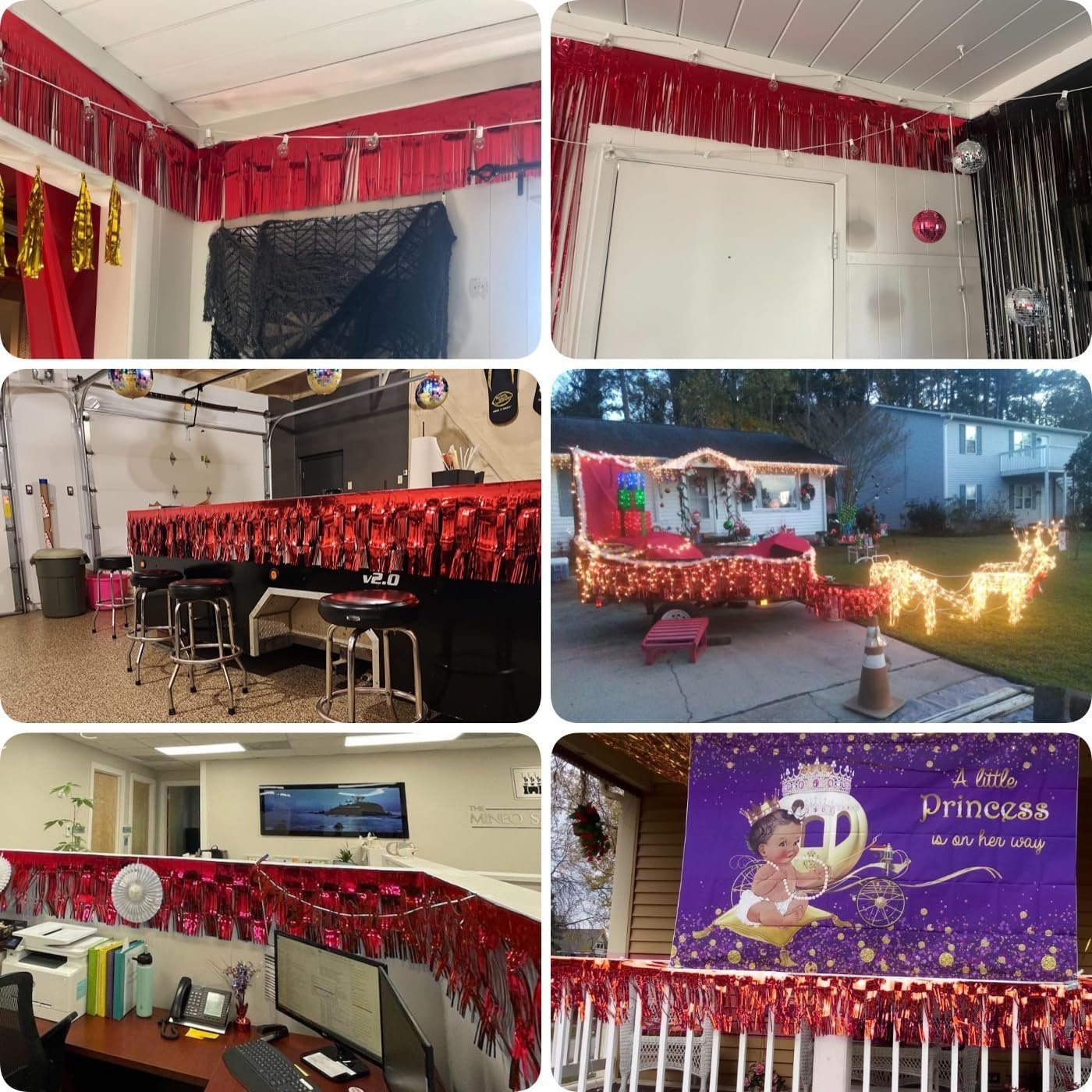 Wholesale 3 Pack 30 Feet Foil Fringe Tassel Garland Metallic Streamers Wall Drapes for Parade Mardi Gras Wedding Parties Red Supplier