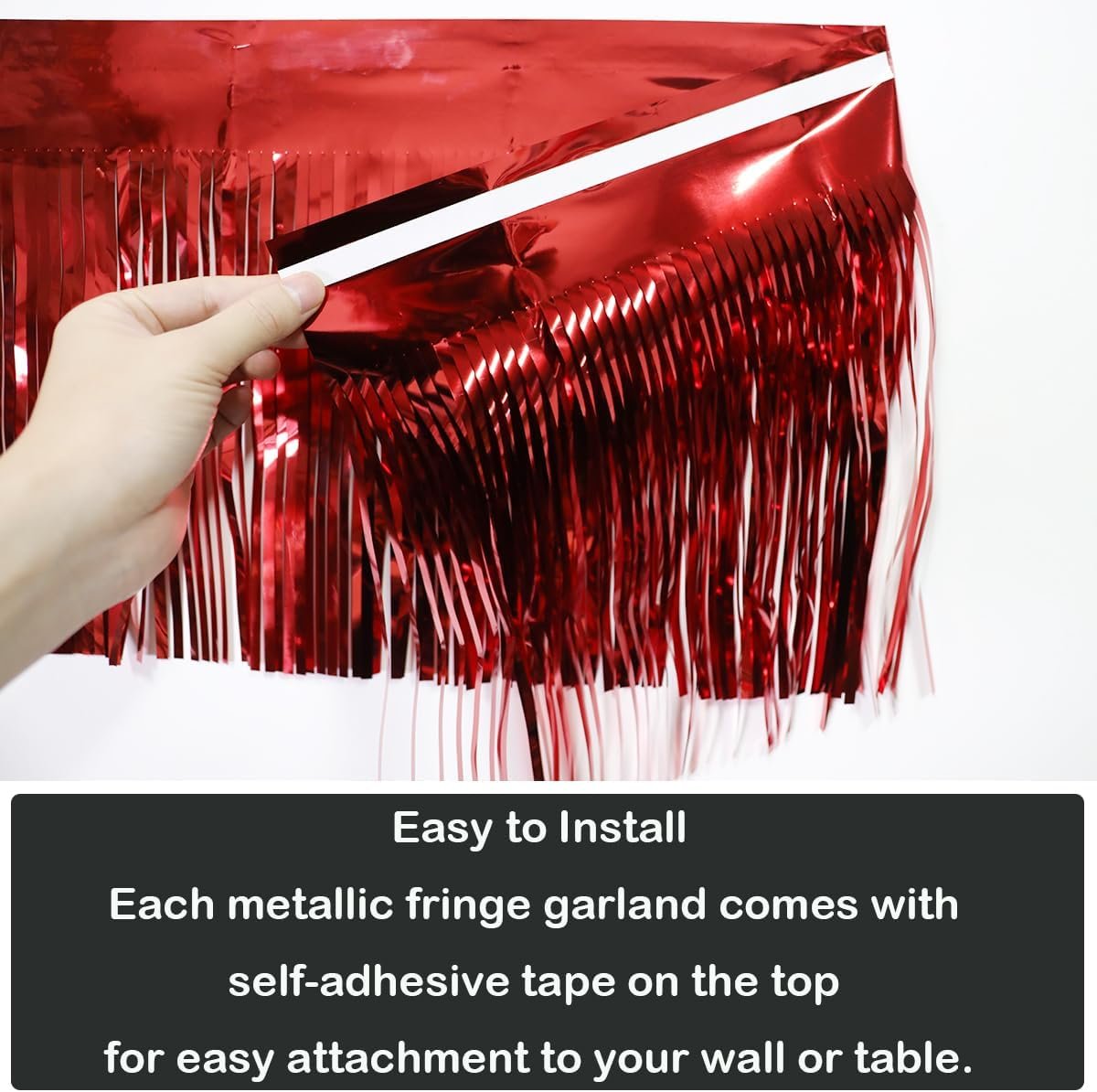 Wholesale 3 Pack 30 Feet Foil Fringe Tassel Garland Metallic Streamers Wall Drapes for Parade Mardi Gras Wedding Parties Red Supplier