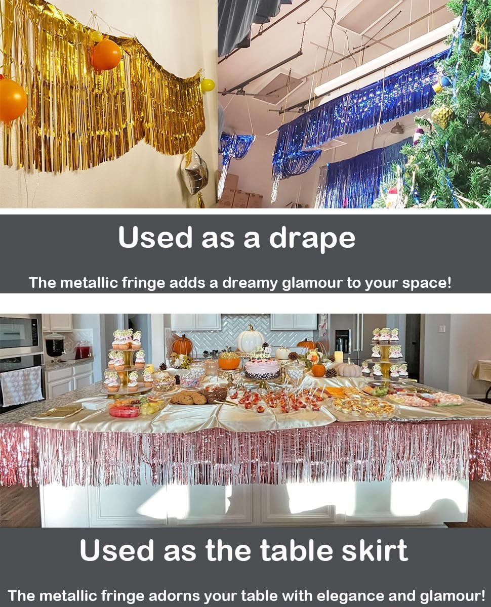 Wholesale 3 Pack 30 Feet Foil Fringe Tassel Garland Metallic Streamers Wall Drapes for Parade Mardi Gras Wedding Parties Red Supplier