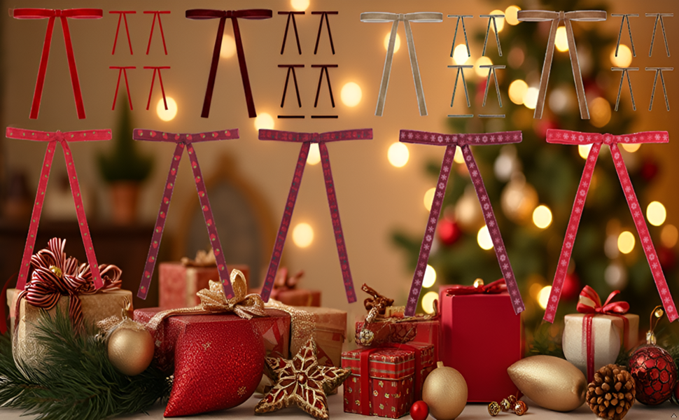 Wholesale Velvet Christmas Bows 24 Pack Premade Wired Ribbon Bows Christmas Tree Wreaths Vintage Elegant Burgundy Holiday Decor Supplier