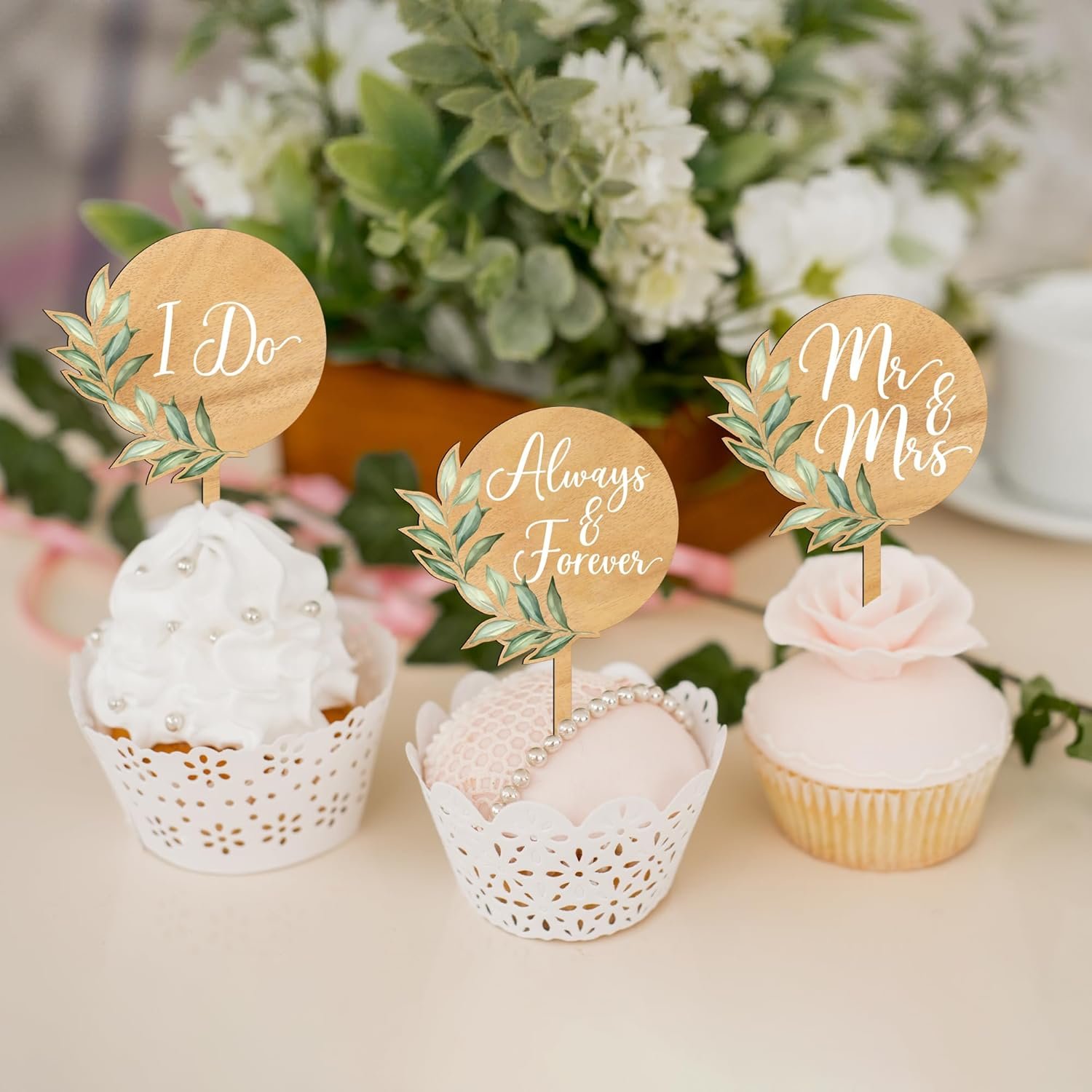 Wholesale 12 PCS Green Mr & Mrs Wooden Wedding Cupcake Toppers Cake Decorations Supplier Wholesale 12 PCS Green Mr & Mrs Wooden Wedding Cupcake Toppers Cake Decorations Supplier