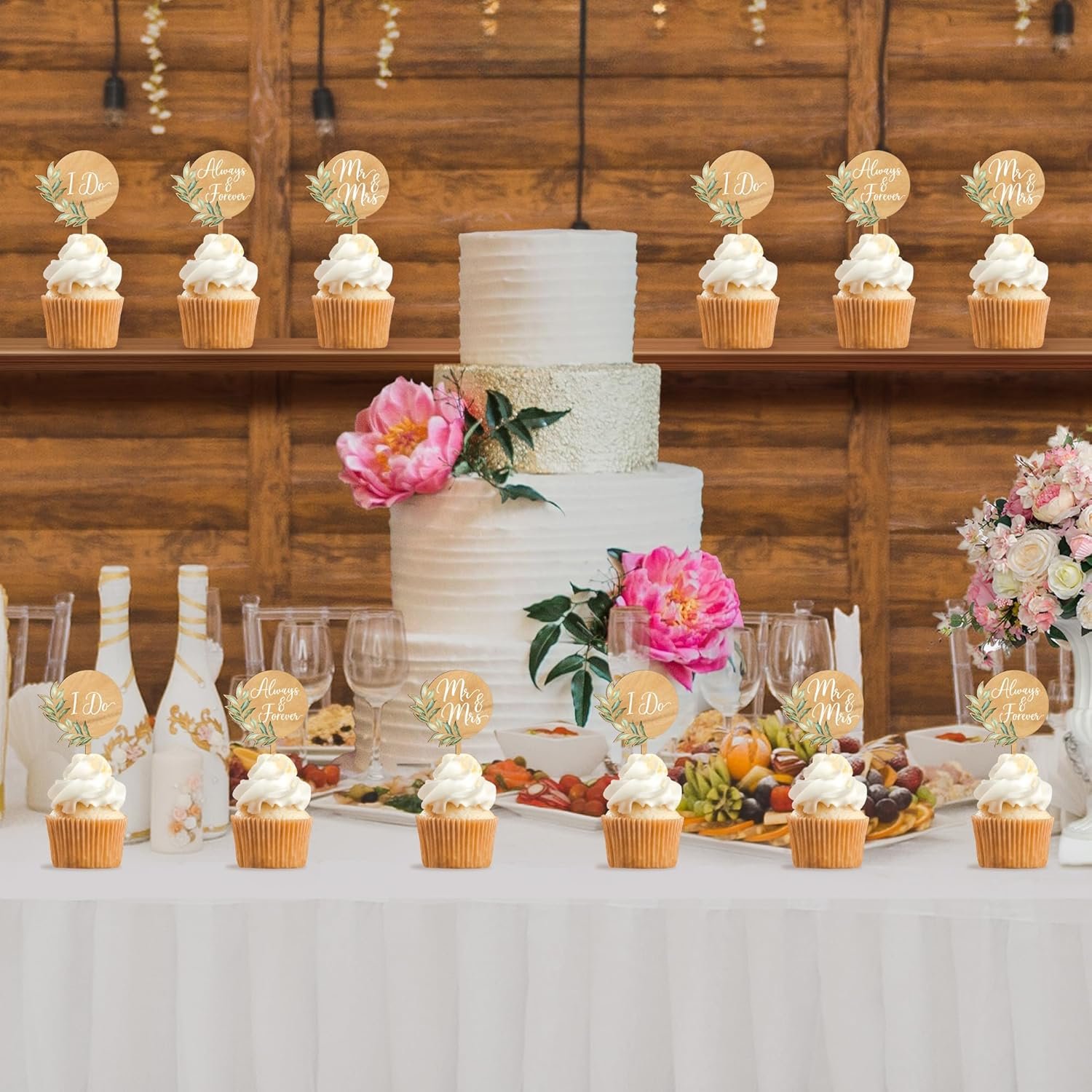 Wholesale 12 PCS Green Mr & Mrs Wooden Wedding Cupcake Toppers Cake Decorations Supplier Wholesale 12 PCS Green Mr & Mrs Wooden Wedding Cupcake Toppers Cake Decorations Supplier
