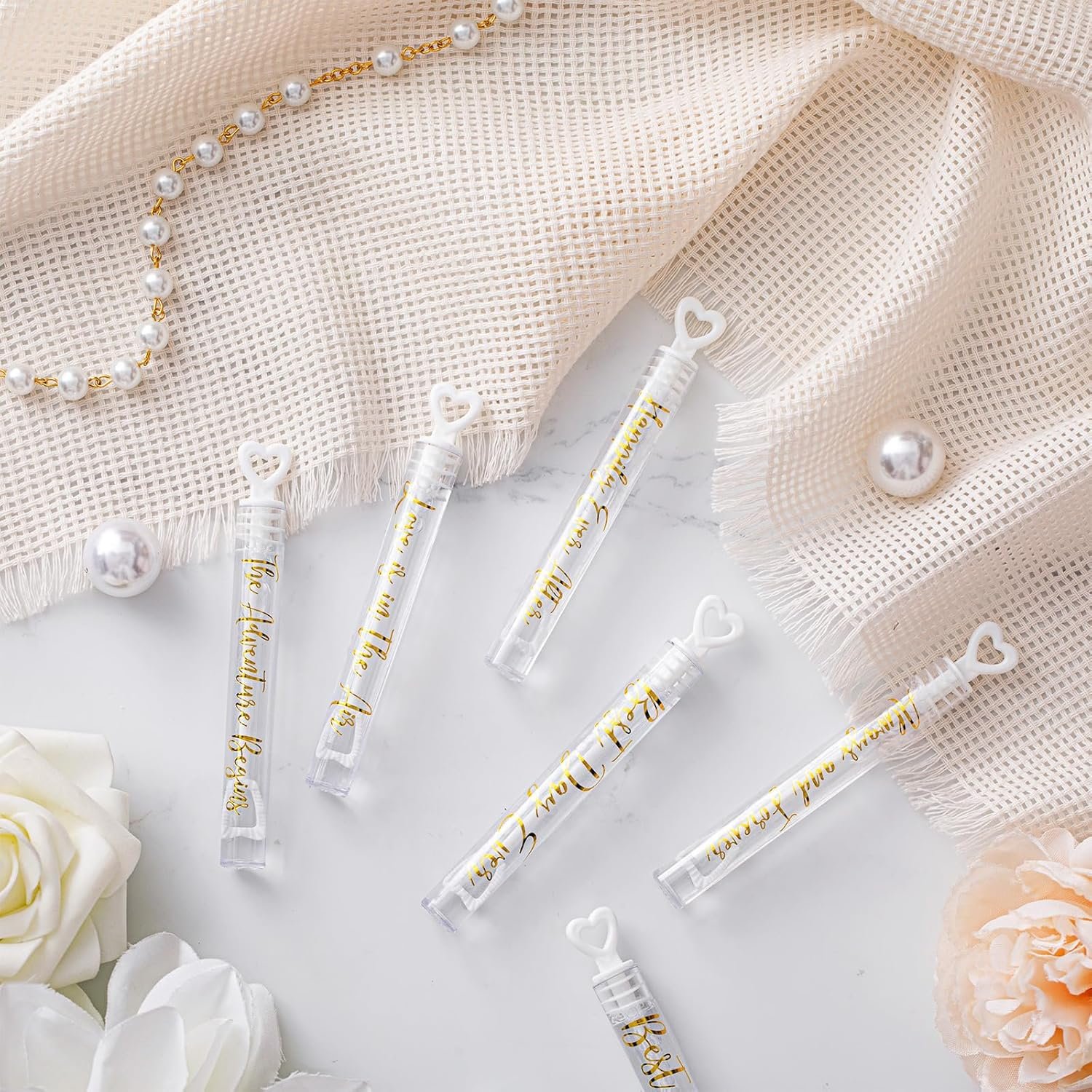 Wholesale 60 Count Bulk Heart Mini Bubble Wands Wedding Guests Send Off Party Supplies Valentine Anniversary Celebrations Love Forever Supplier