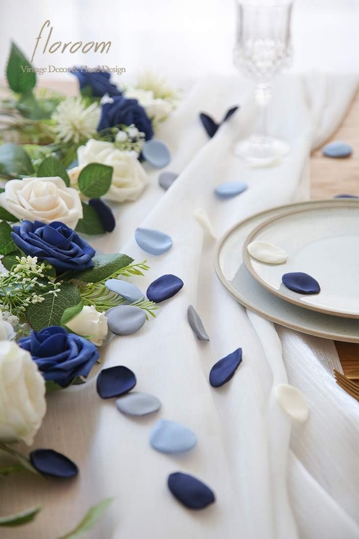 Wholesale 300pcs Dusty Blue Navy Faux Silk Rose Petals for Wedding Flower Girl Basket Aisle Scatter Table Centerpieces Party Confetti Home Decor Supplier
