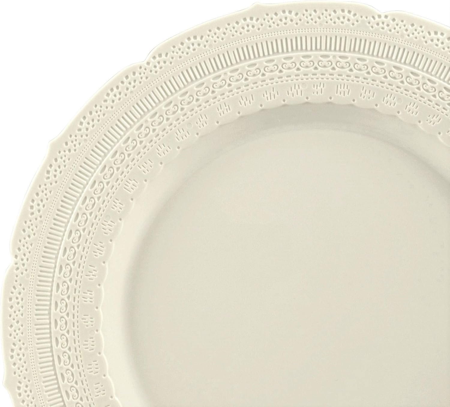 Wholesale 120 Pack Extra Heavyweight Vintage Wedding Disposable Reusable Plastic Plates 60x11'' Dinner + 60x8.25'' Salad Dessert for 60 Guests Chateau Ivory Supplier