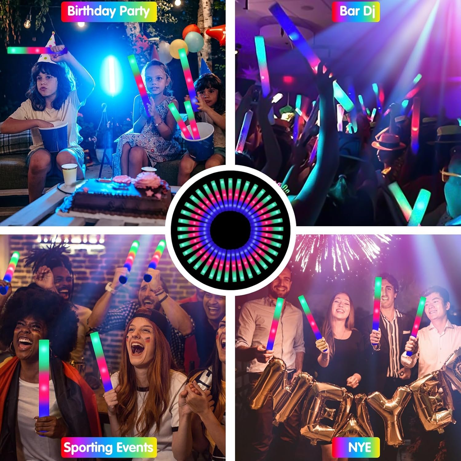 Wholesale 115 Pack LED Foam Glow Sticks Bulk 3 Modes Colorful Flashing Glow in the Dark Party Supplies for Weddings Raves Concerts Camping Sporting Events Carnivals Supplier