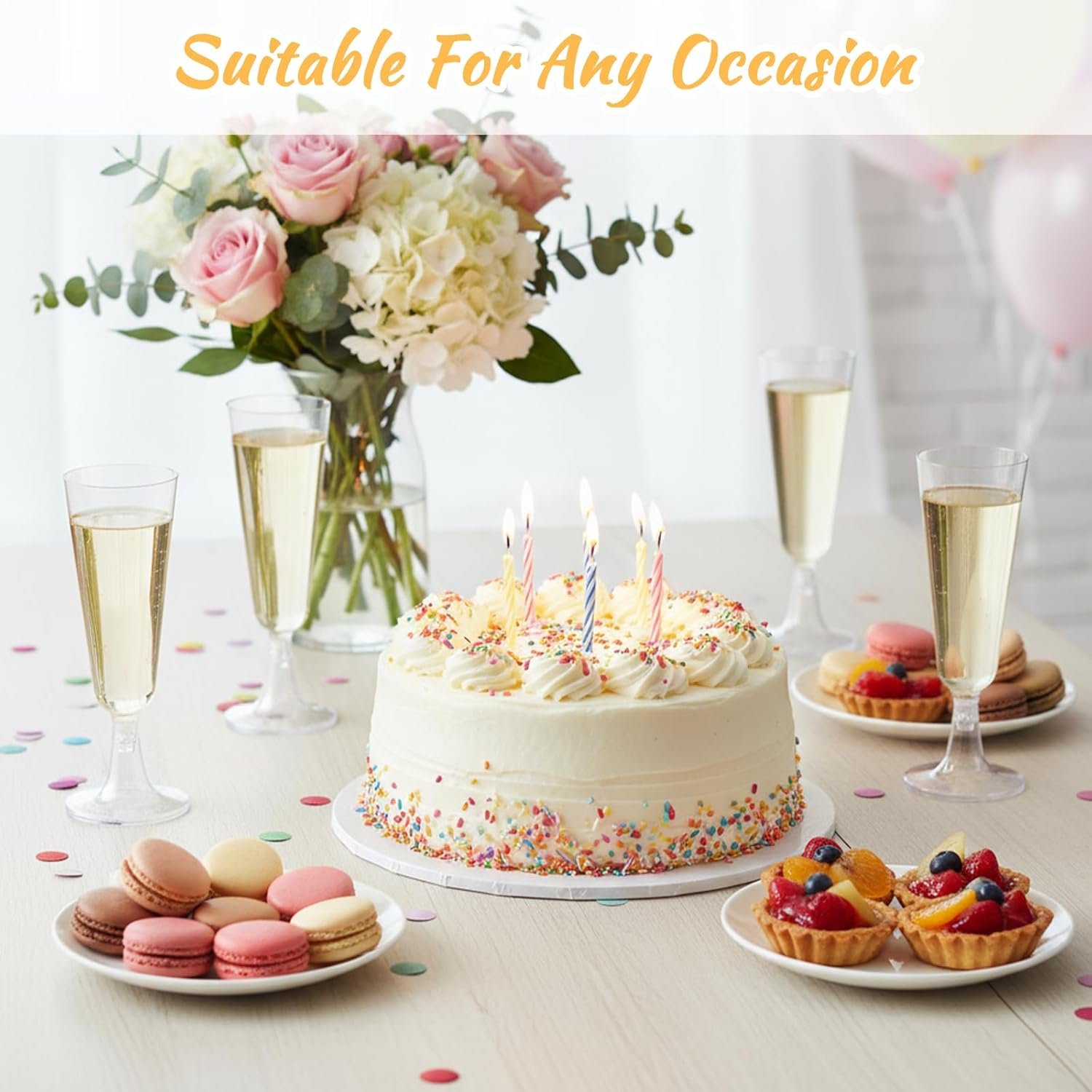 Wholesale 100 Pack 5.5 OZ Clear Disposable Plastic Champagne Flutes Elegant Wine Glasses for Party Wedding Events Supplier