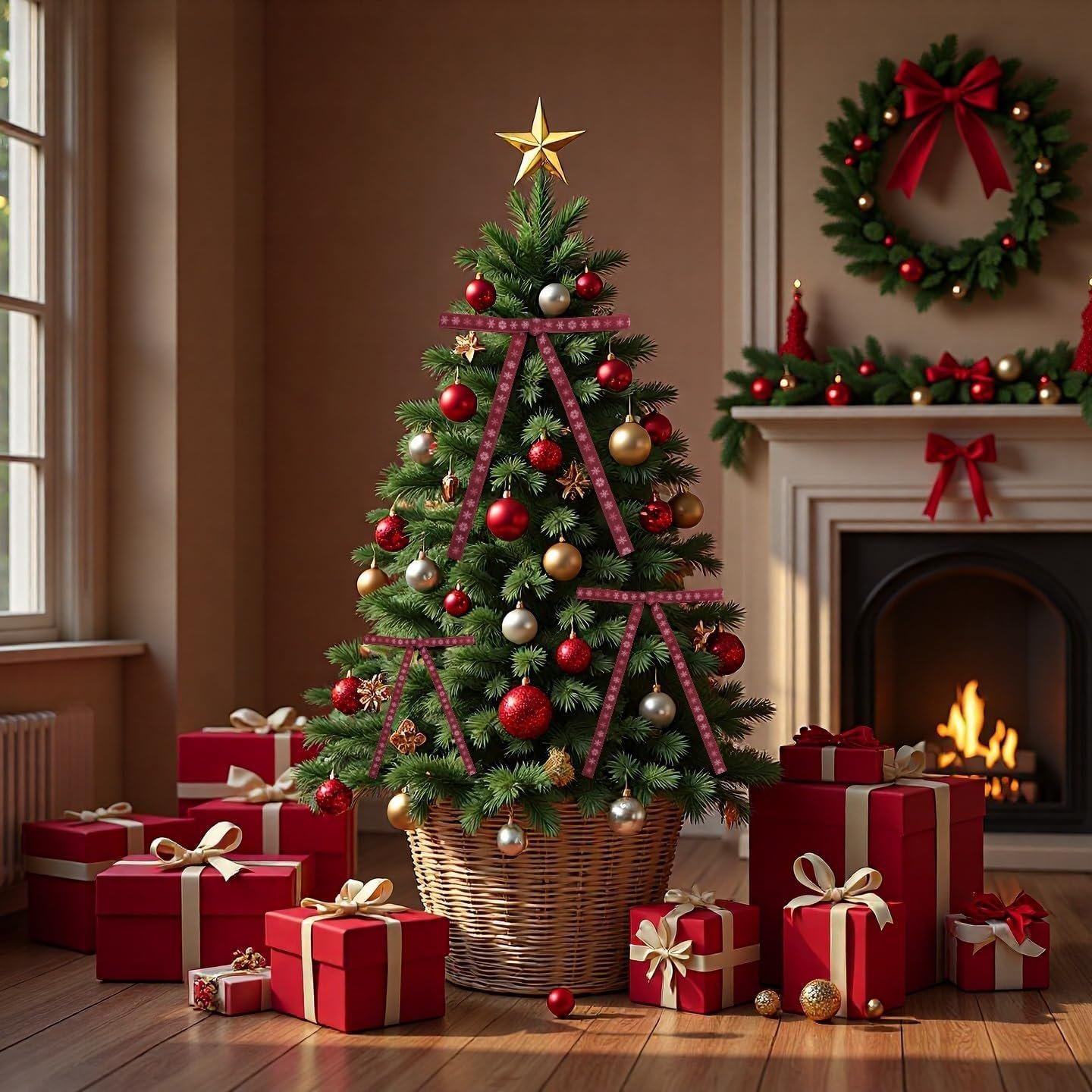 Wholesale 24 Pack Velvet Christmas Bows Premium Premade Wired Ribbon Burgundy Snowflakes for Tree Wreath Decor Vintage Elegant Holiday Decorations Supplier