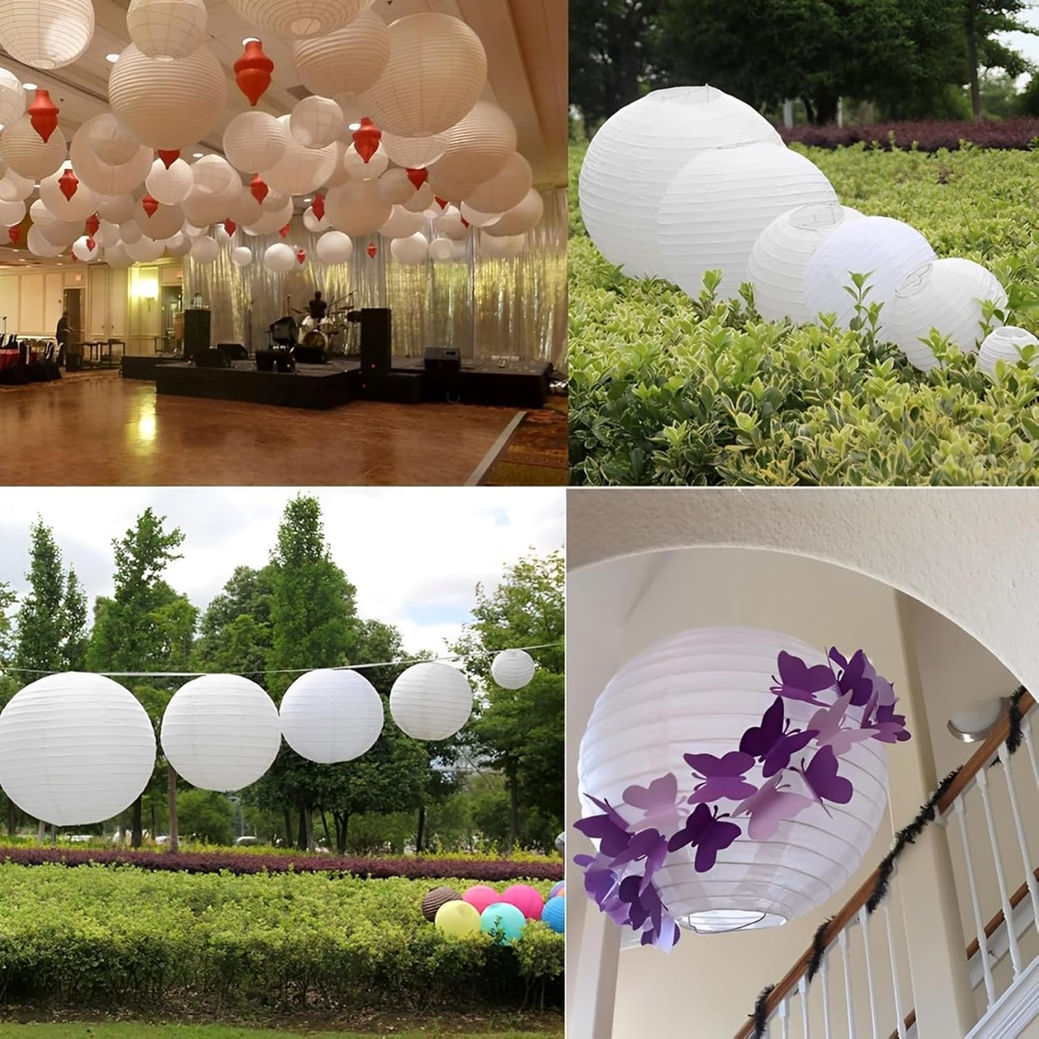 Wholesale 30Pcs 12 Inch White Round Hanging Paper Lanterns for Home Restaurant Church Wedding Birthday Party Decor Supplier