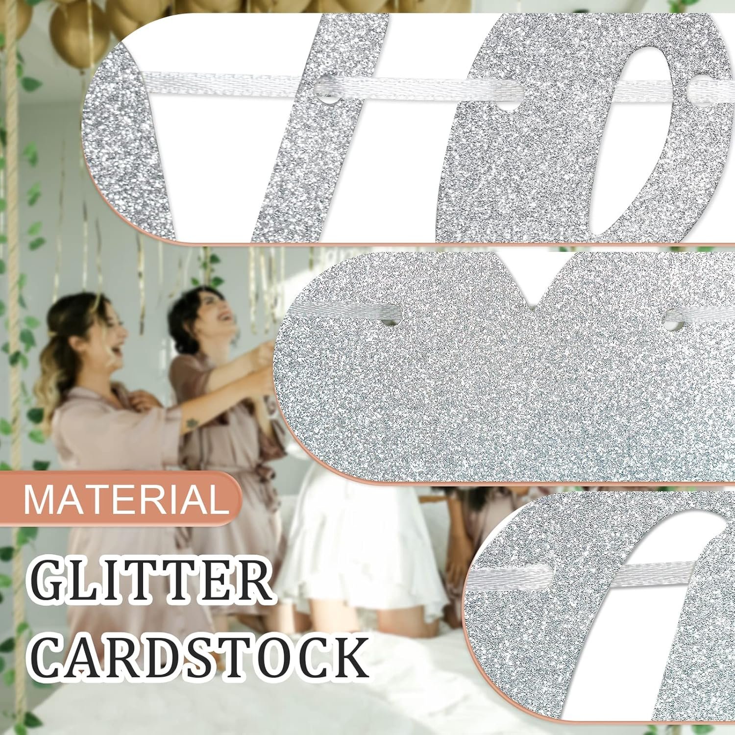 Wholesale Silver Glitter Happily Ever After Pre-Strung Cursive Bunting Banner Engagement Bridal Shower Wedding Photo Booth Props Supplier