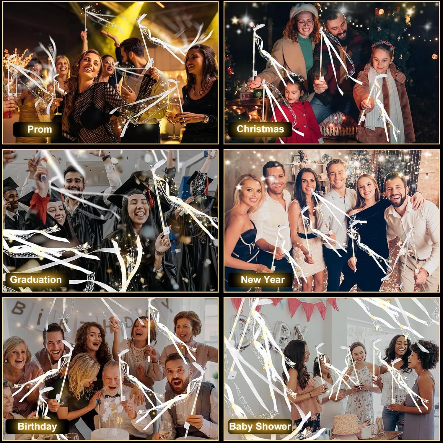 Wholesale 28PCS LED Light Up Fairy Wands Silk Streamers with 3 Flashing Modes Bells for Wedding New Year Thanksgiving Concert Supplier Wholesale 28PCS LED Light Up Fairy Wands Silk Streamers with 3 Flashing Modes Bells for Wedding New Year Thanksgiving Concert Supplier