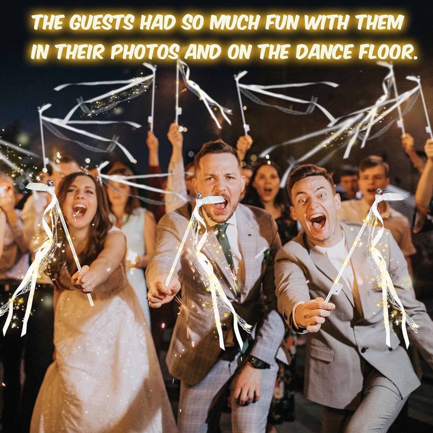 Wholesale 28PCS LED Light Up Fairy Wands Silk Streamers with 3 Flashing Modes Bells for Wedding New Year Thanksgiving Concert Supplier Wholesale 28PCS LED Light Up Fairy Wands Silk Streamers with 3 Flashing Modes Bells for Wedding New Year Thanksgiving Concert Supplier