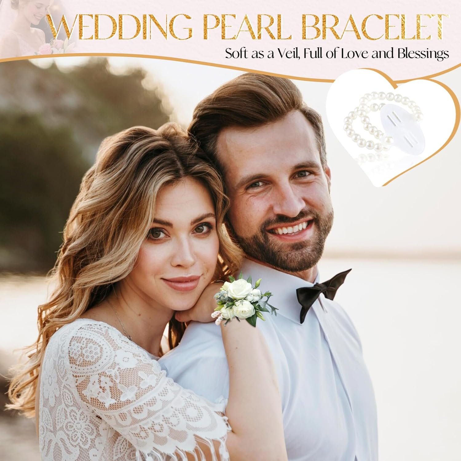 Wholesale 4 Pcs Elastic Pearl Wrist Corsage Bands Bracelets for Women Stretch DIY Prom Wedding Graduation Supplies - Supplier