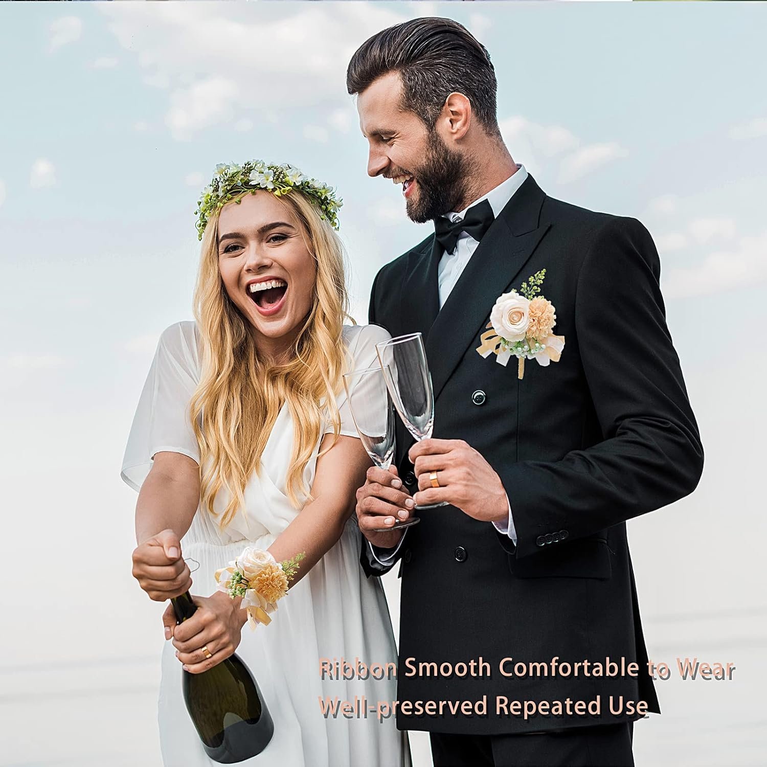 Wholesale 4 Pcs Elastic Pearl Wrist Corsage Bands Bracelets for Women Stretch DIY Prom Wedding Graduation Supplies - Supplier