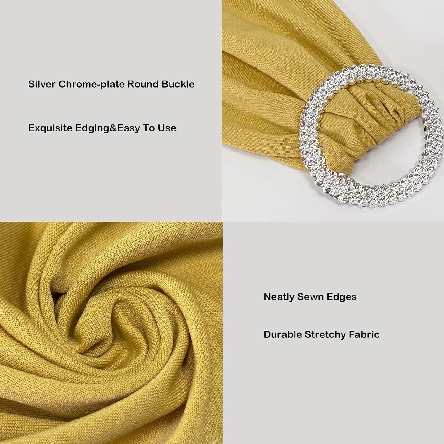 Wholesale 50PCS Spandex Stretch Chair Sashes Ties Bows with Buckle Slider for Wedding Party Banquet Decoration Gold Supplier