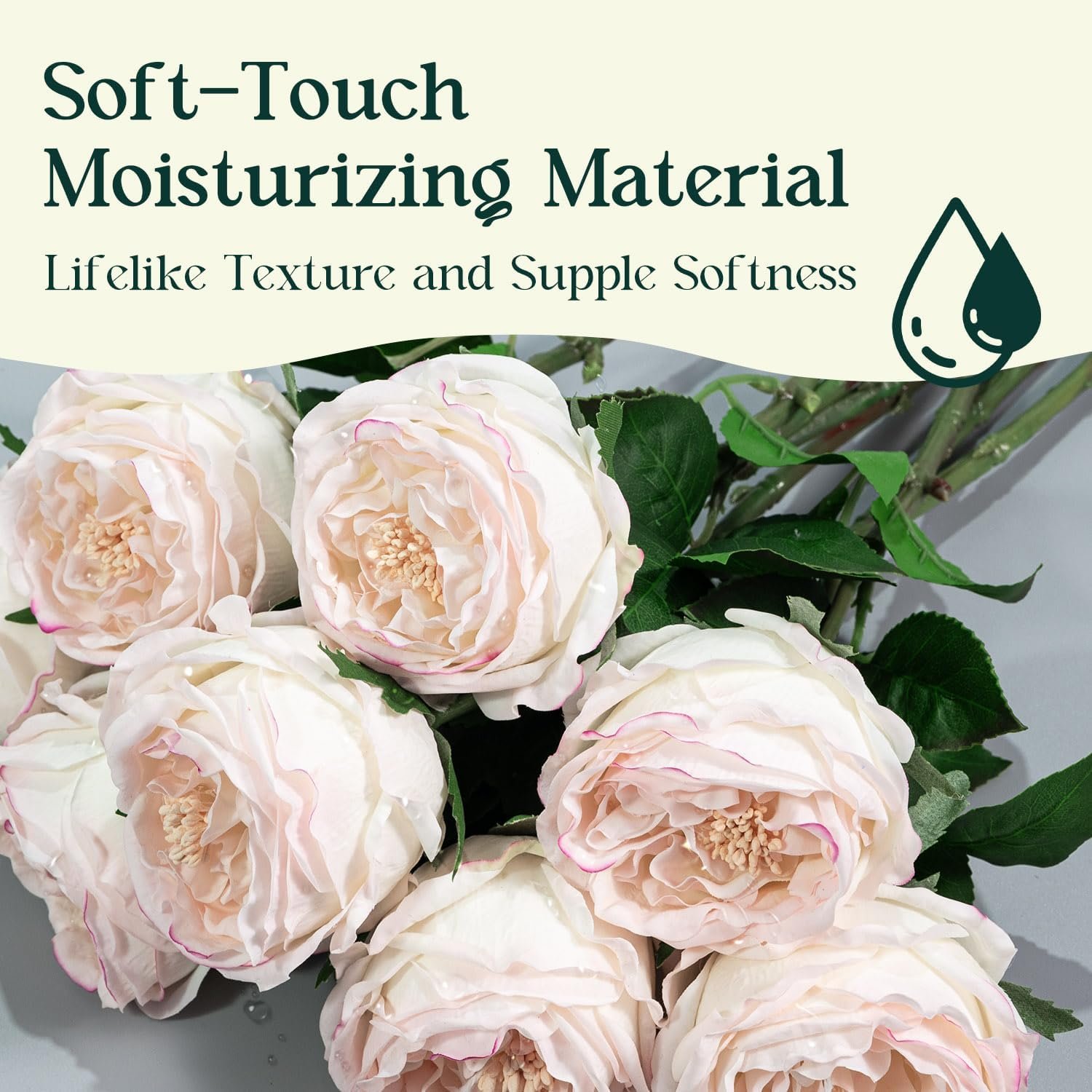 Wholesale 4 Pcs 3.5'' Big Bloom Real Touch Peony Latex Artificial Flowers with Stems Edge Pink Wedding Bouquet Party Home Decor Supplier