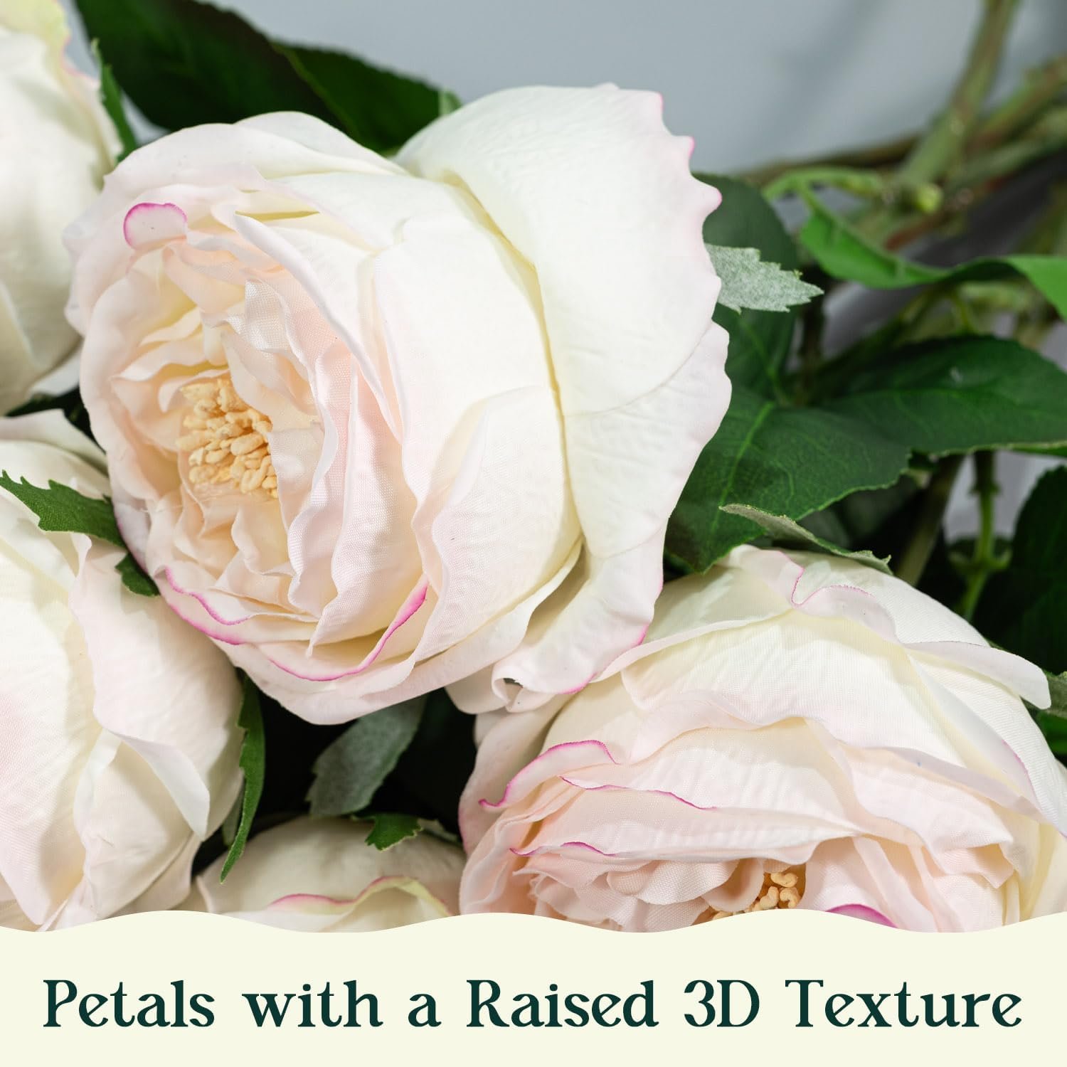 Wholesale 4 Pcs 3.5'' Big Bloom Real Touch Peony Latex Artificial Flowers with Stems Edge Pink Wedding Bouquet Party Home Decor Supplier