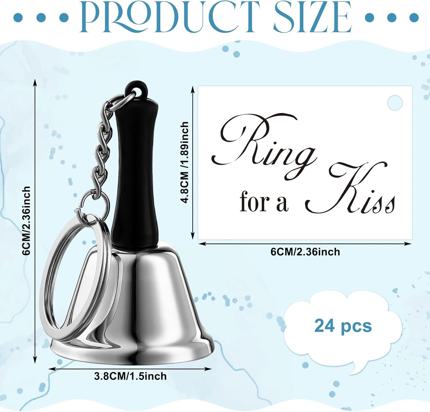 Wholesale 24 Set Mini Kissing Wedding Bells Ring for a Kiss with Tags Bulk Reception Decorations Goody Bags Party Supplies Silver Supplier
