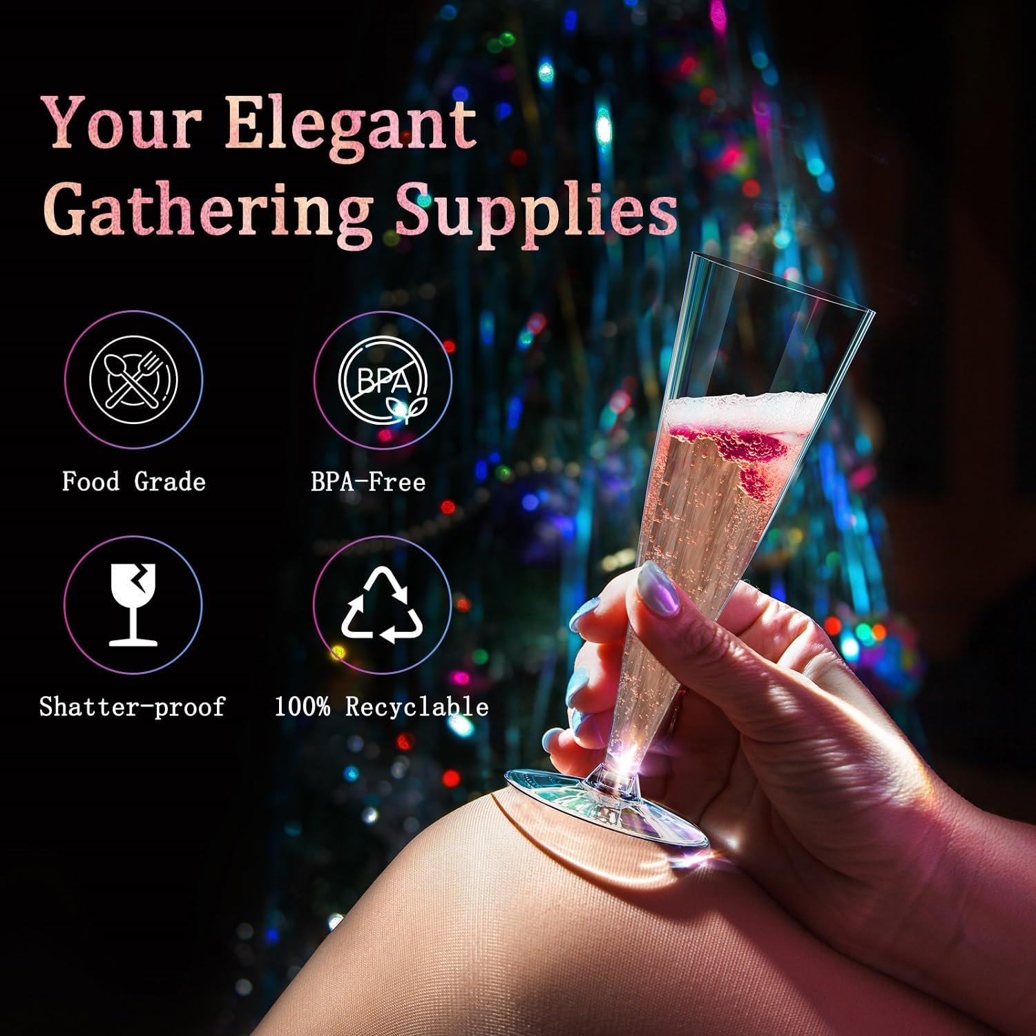 Wholesale 40 Pack 4.5oz Clear Plastic Disposable Champagne Flutes Mimosa Cocktail Cups Wedding Party Supplies Copas De Plastico Para Brindis Supplier