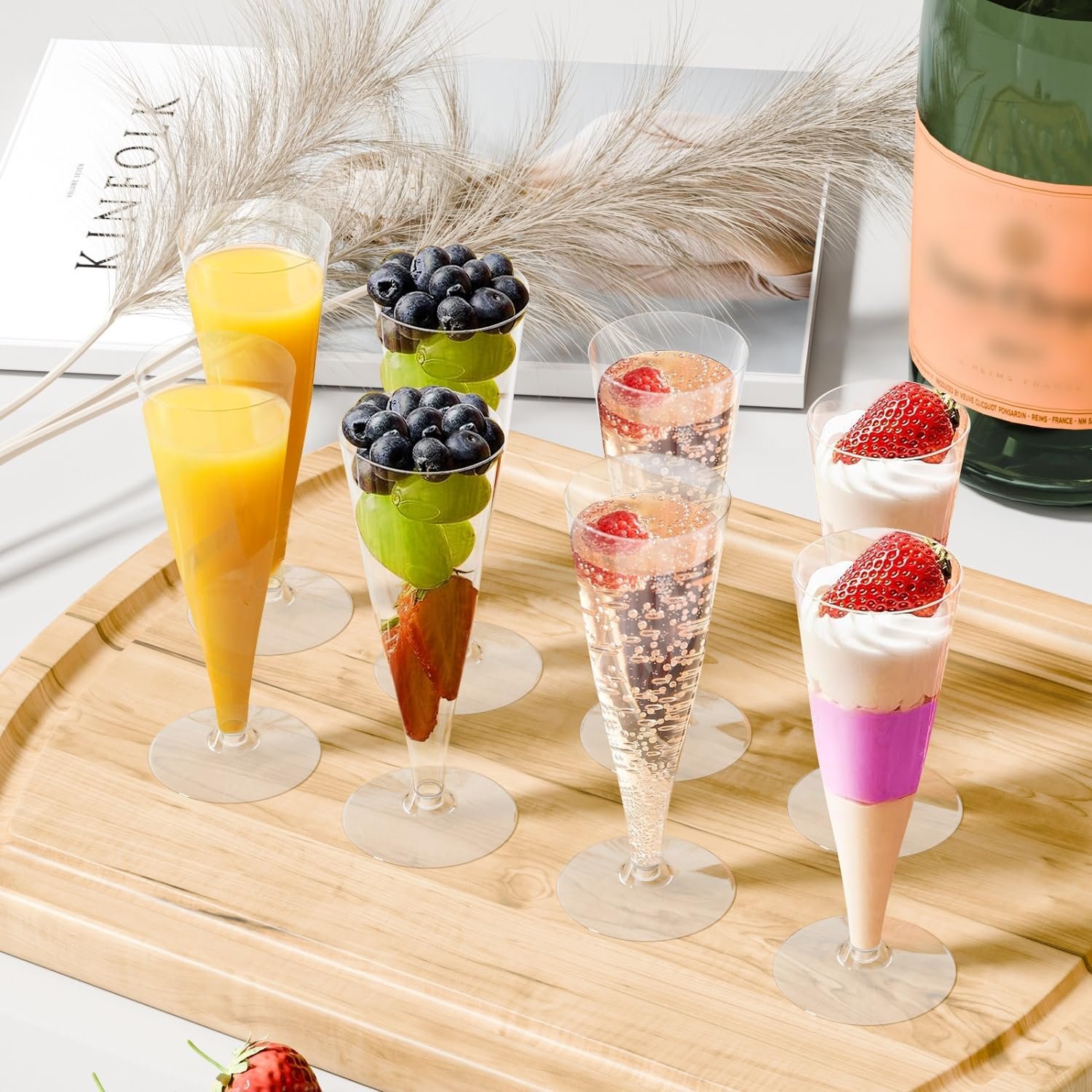 Wholesale 40 Pack 4.5oz Clear Plastic Disposable Champagne Flutes Mimosa Cocktail Cups Wedding Party Supplies Copas De Plastico Para Brindis Supplier