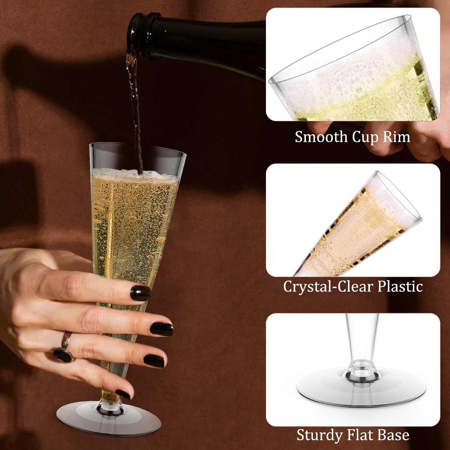 Wholesale 40 Pack 4.5oz Clear Plastic Disposable Champagne Flutes Mimosa Cocktail Cups Wedding Party Supplies Copas De Plastico Para Brindis Supplier