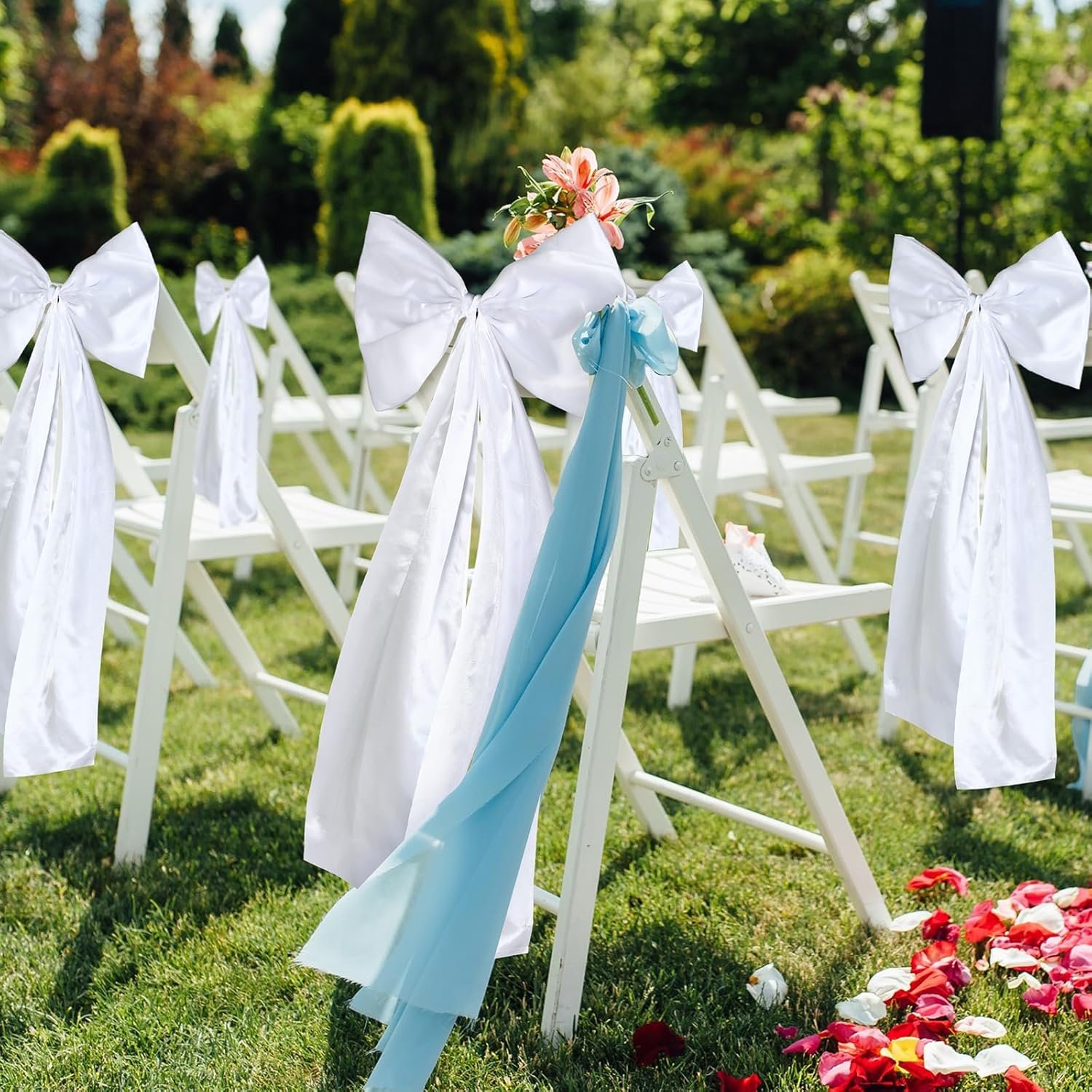 Wholesale Large Wedding Pew Bows with Long Tails 12 x 29.5 Inch Satin Ribbon Aisle Background Decor for Bridal Shower Reception Ceremony White 12 Pcs Supplier