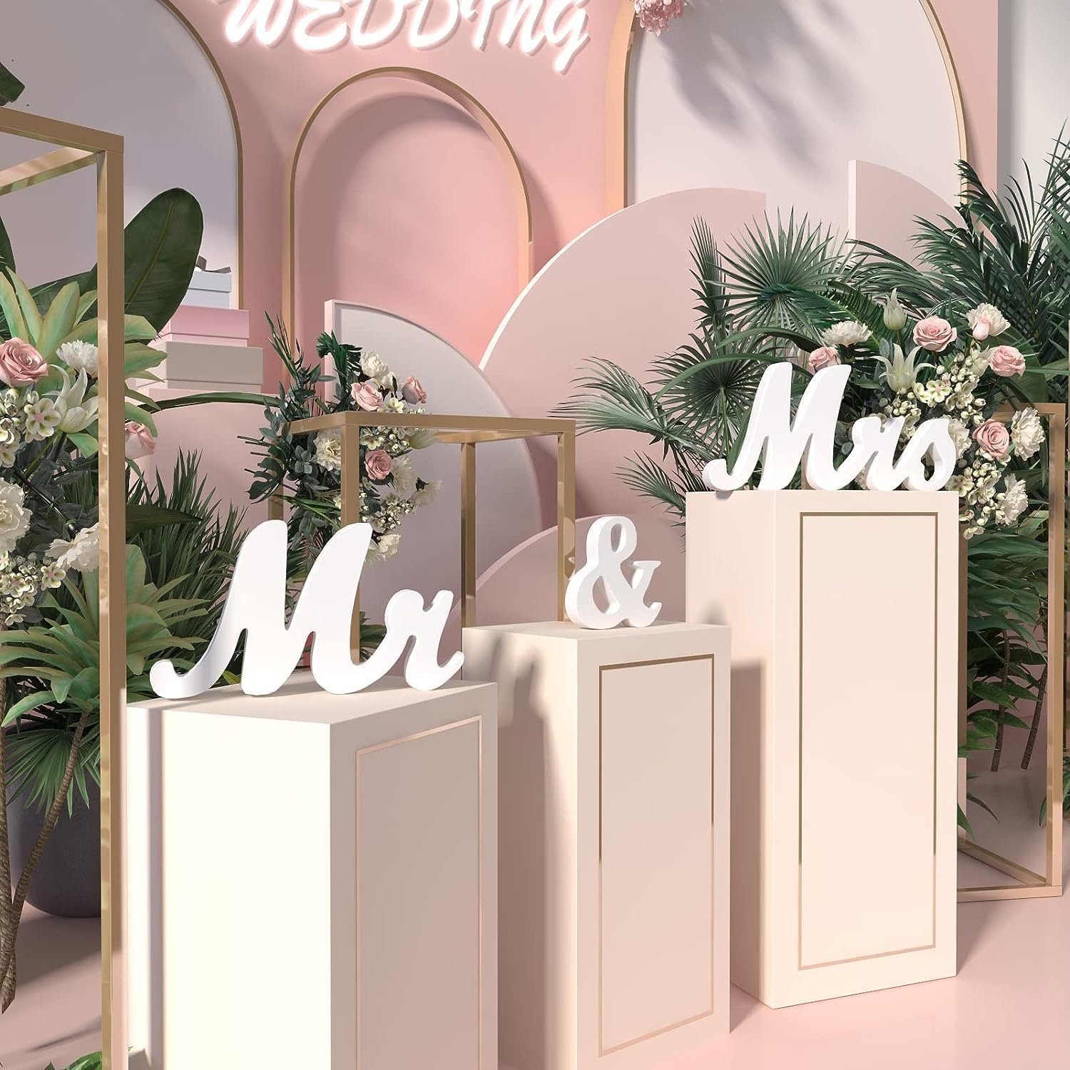 Wholesale Large White Wooden Mr and Mrs Sign with Just Married Banner Wedding Table Anniversary Decorations Supplier