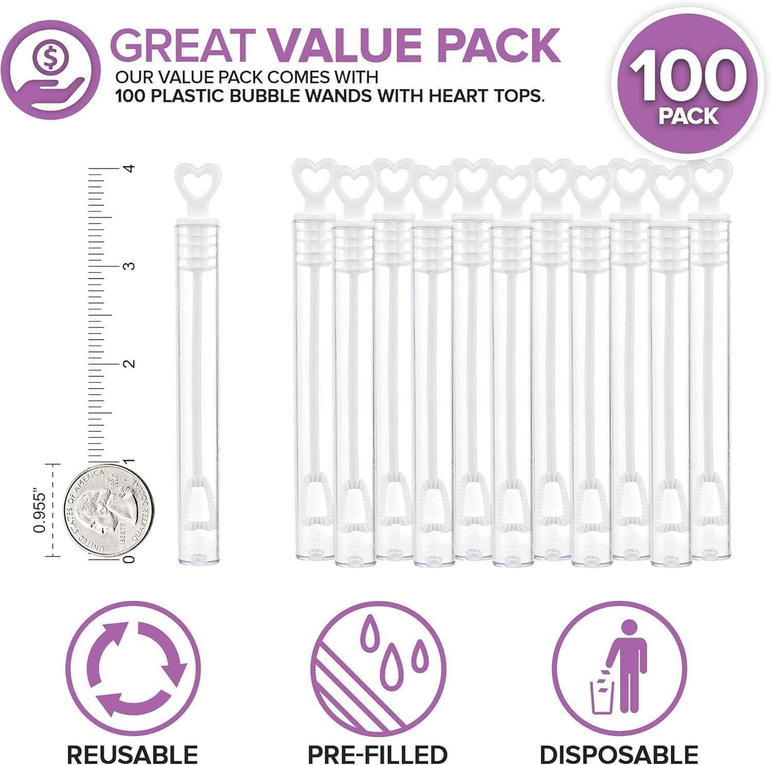 Wholesale Wedding Bubbles Bulk White Heart Top Wands (100 Count) Individual Mini Bubble Wand Favors for Weddings Parties Supplier