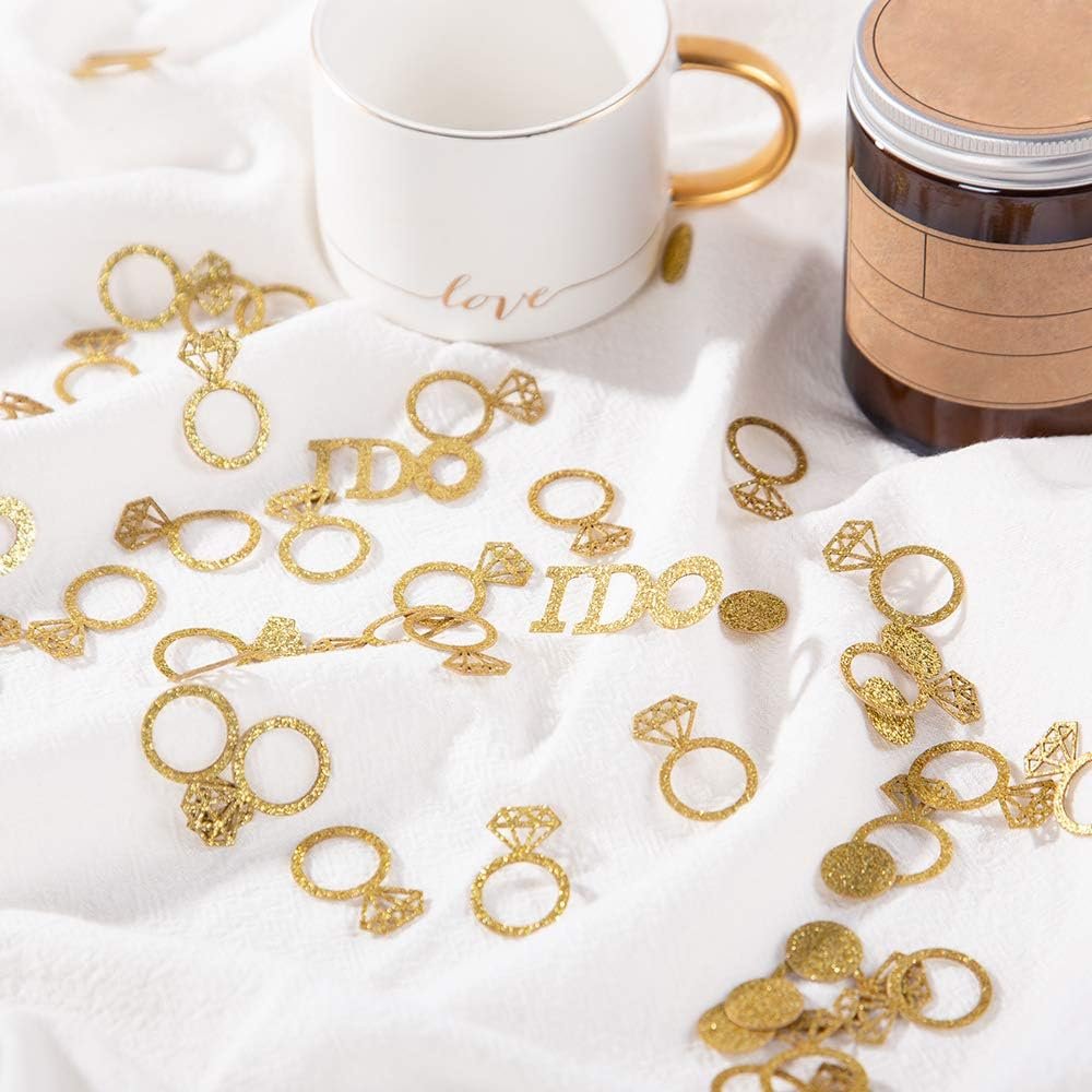 Wholesale Gold Glitter Diamond Ring Wedding Table Confetti I Do Engagement Bachelorette Bridal Shower Scatter Supplier