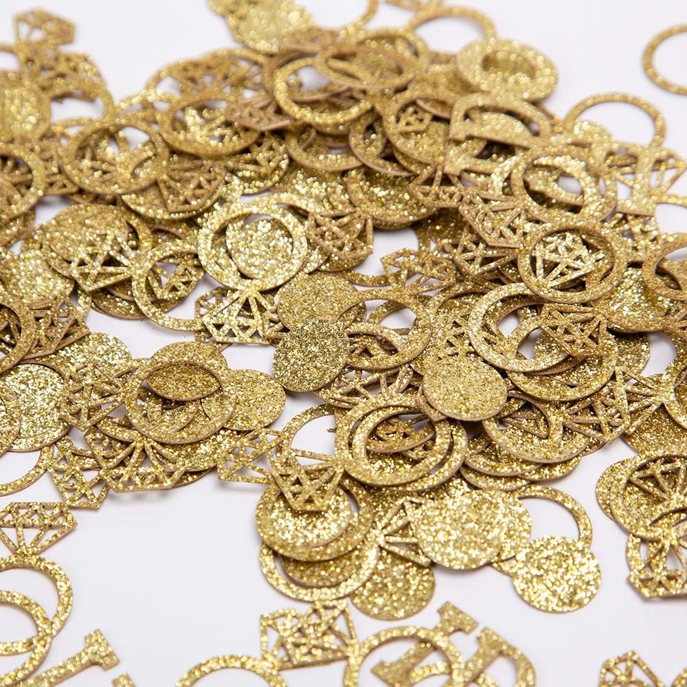 Wholesale Gold Glitter Diamond Ring Wedding Table Confetti I Do Engagement Bachelorette Bridal Shower Scatter Supplier