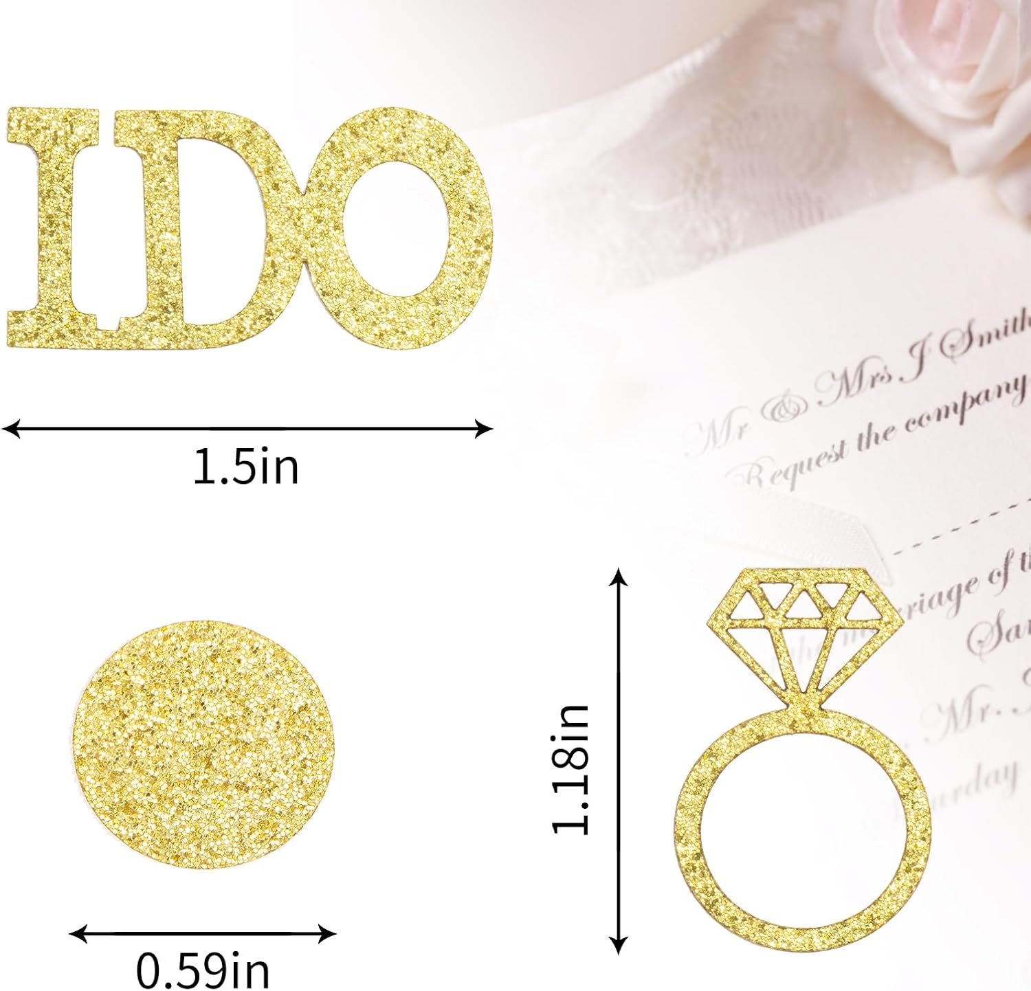 Wholesale Gold Glitter Diamond Ring Wedding Table Confetti I Do Engagement Bachelorette Bridal Shower Scatter Supplier